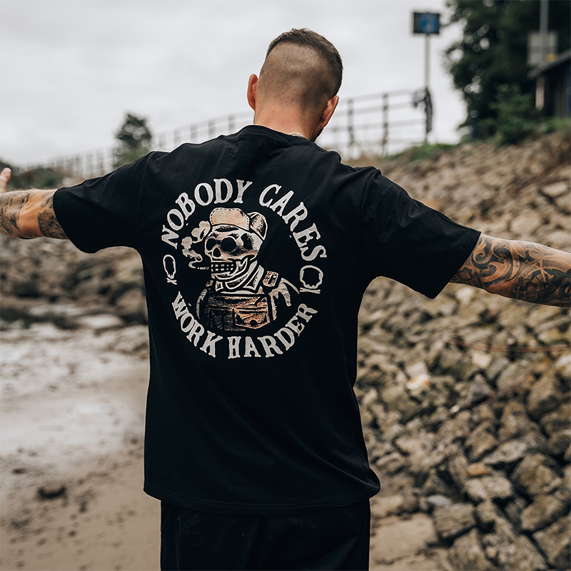 Uprandy Nobody Cares Work Harder Skull Printed Men T-Shirt
