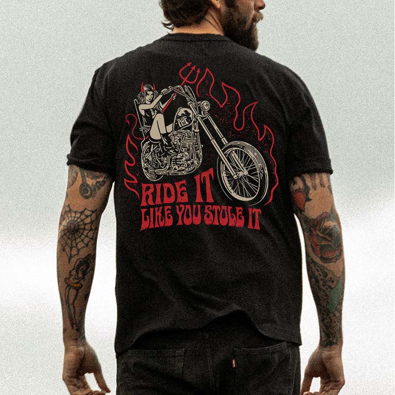 Ride It Like You Stole It Printed Men's T-shirt-Ranbybox