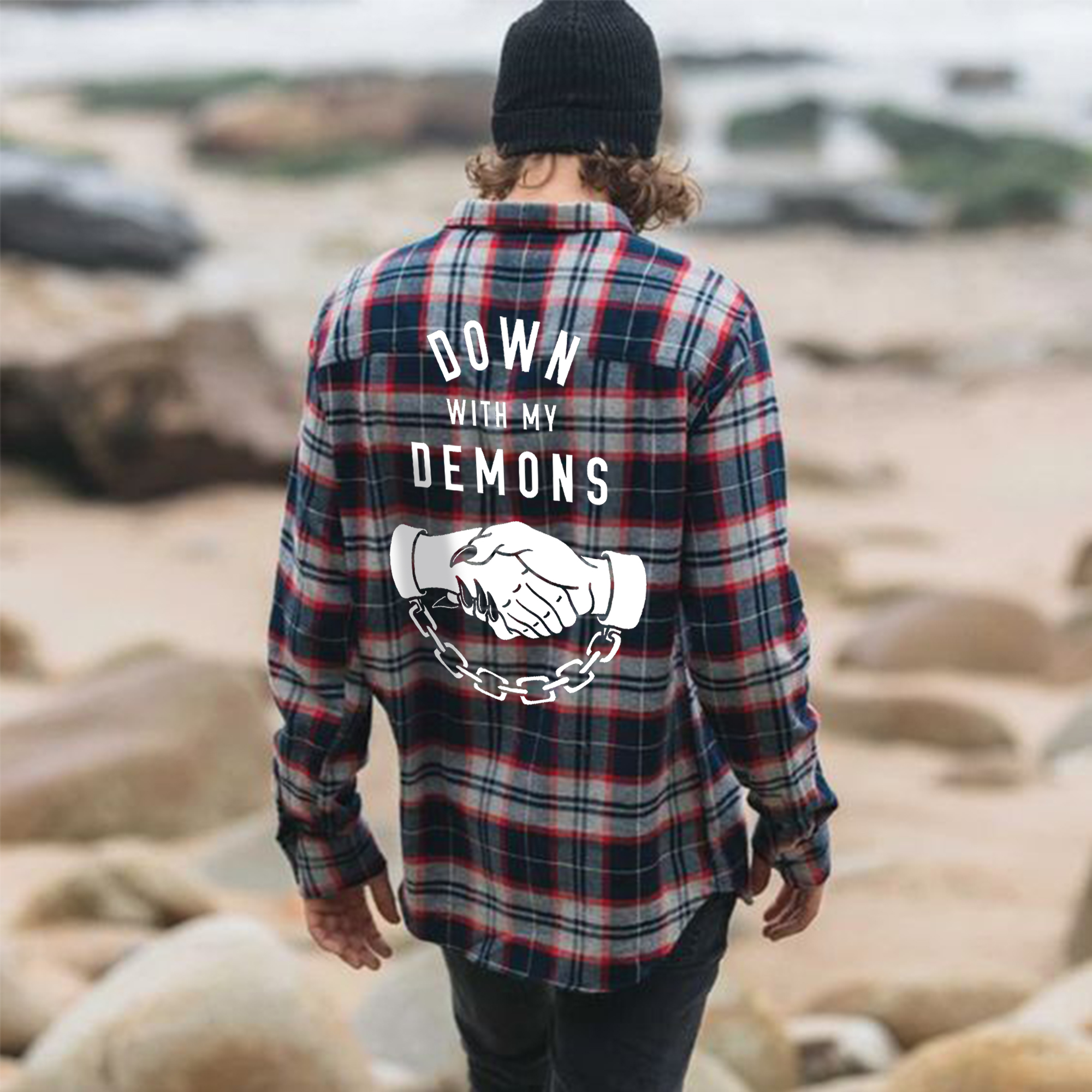 Down With Demons Flannel Shirt-Ranbybox