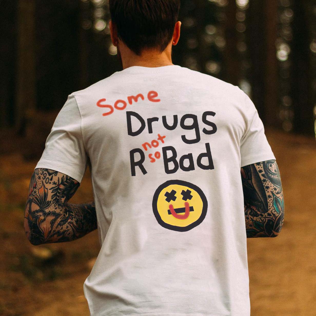 Drugs R Bad Printed Men's T-shirt-Ranbybox