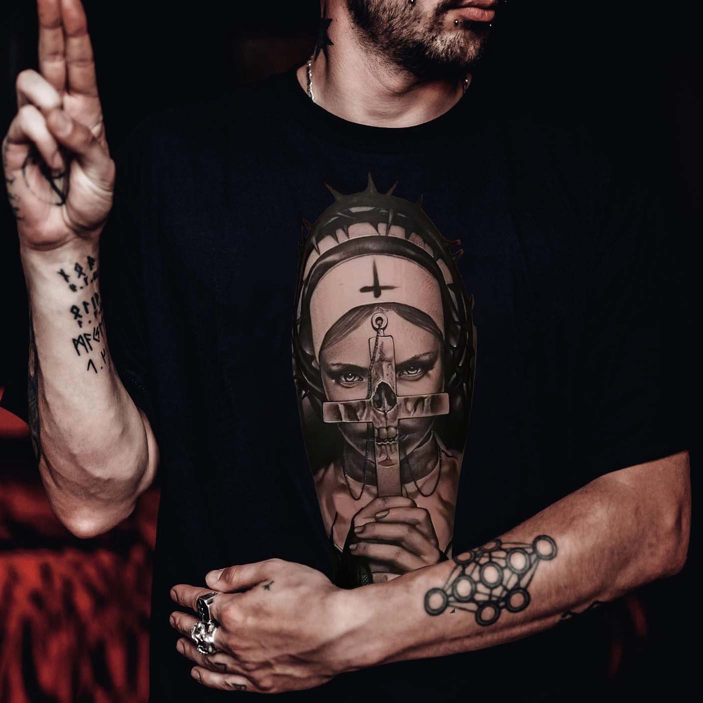 Satanic Nun Printed Men's T-shirt
