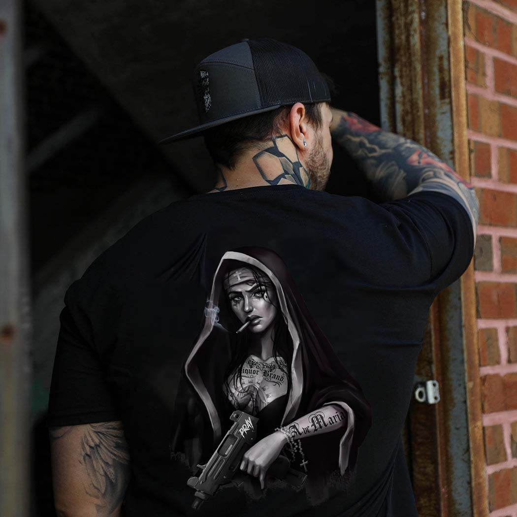 Unholy Nun Printed Men's T-shirt-Ranbybox