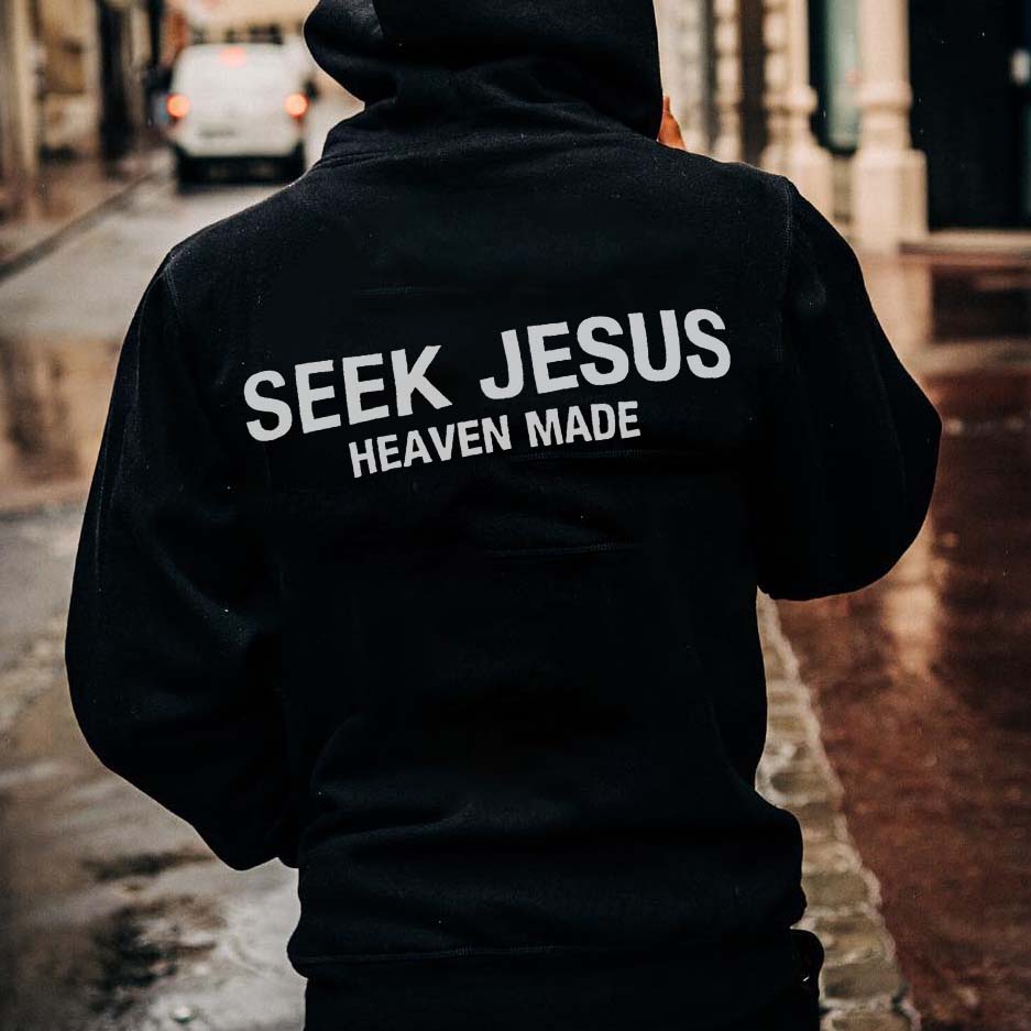 Seek Jesus Heaven Made Printed Men's Hoodie-Ranbybox