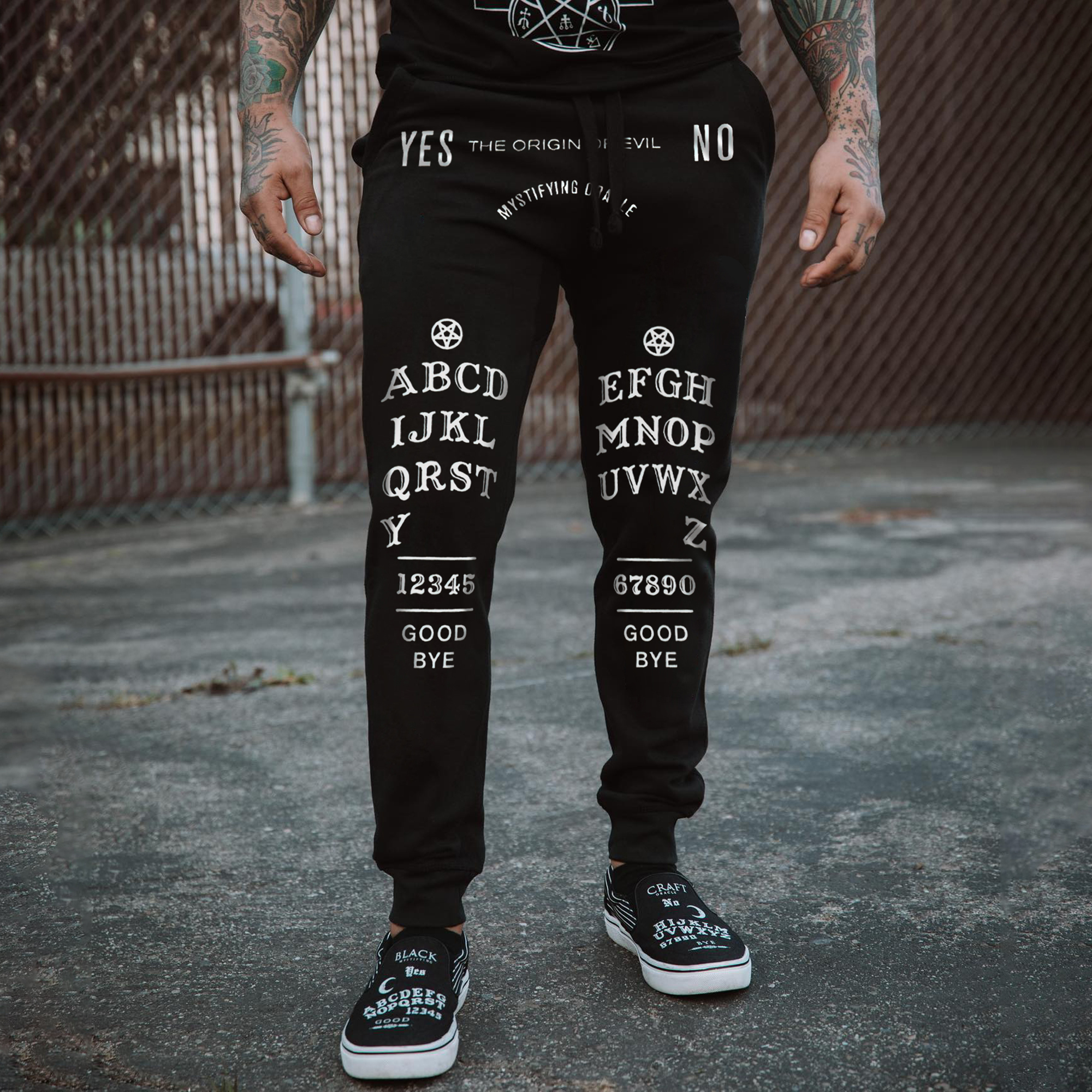 Goth Dark Aesthetic Letter Print Men's Sweatpants-Ranbybox