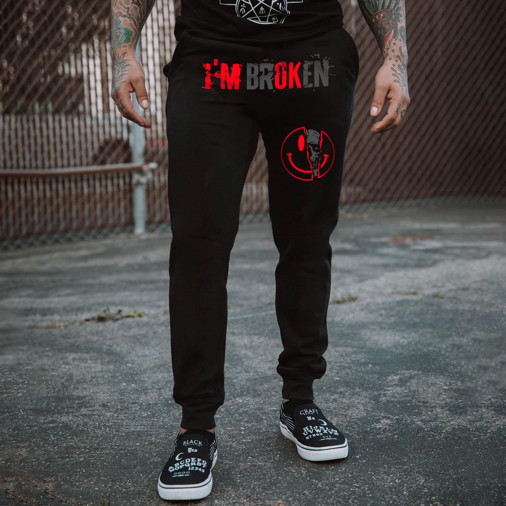 I'm Broken Print Men's Sweatpants-Ranbybox