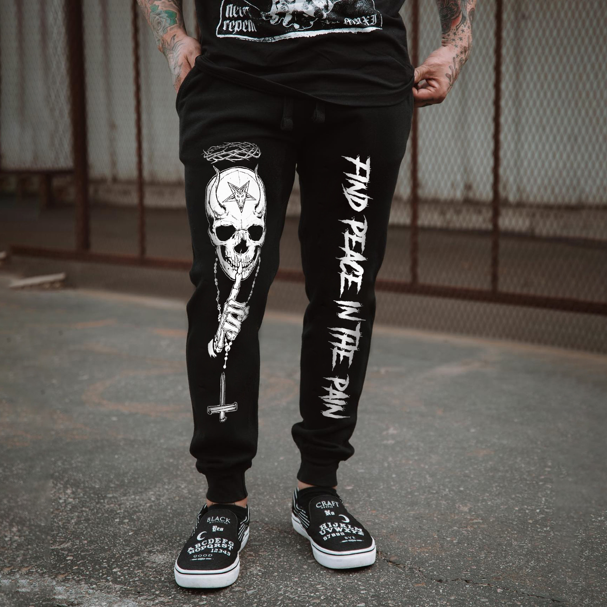 Find Peace In The Pain Print Men's Sweatpants-Ranbybox