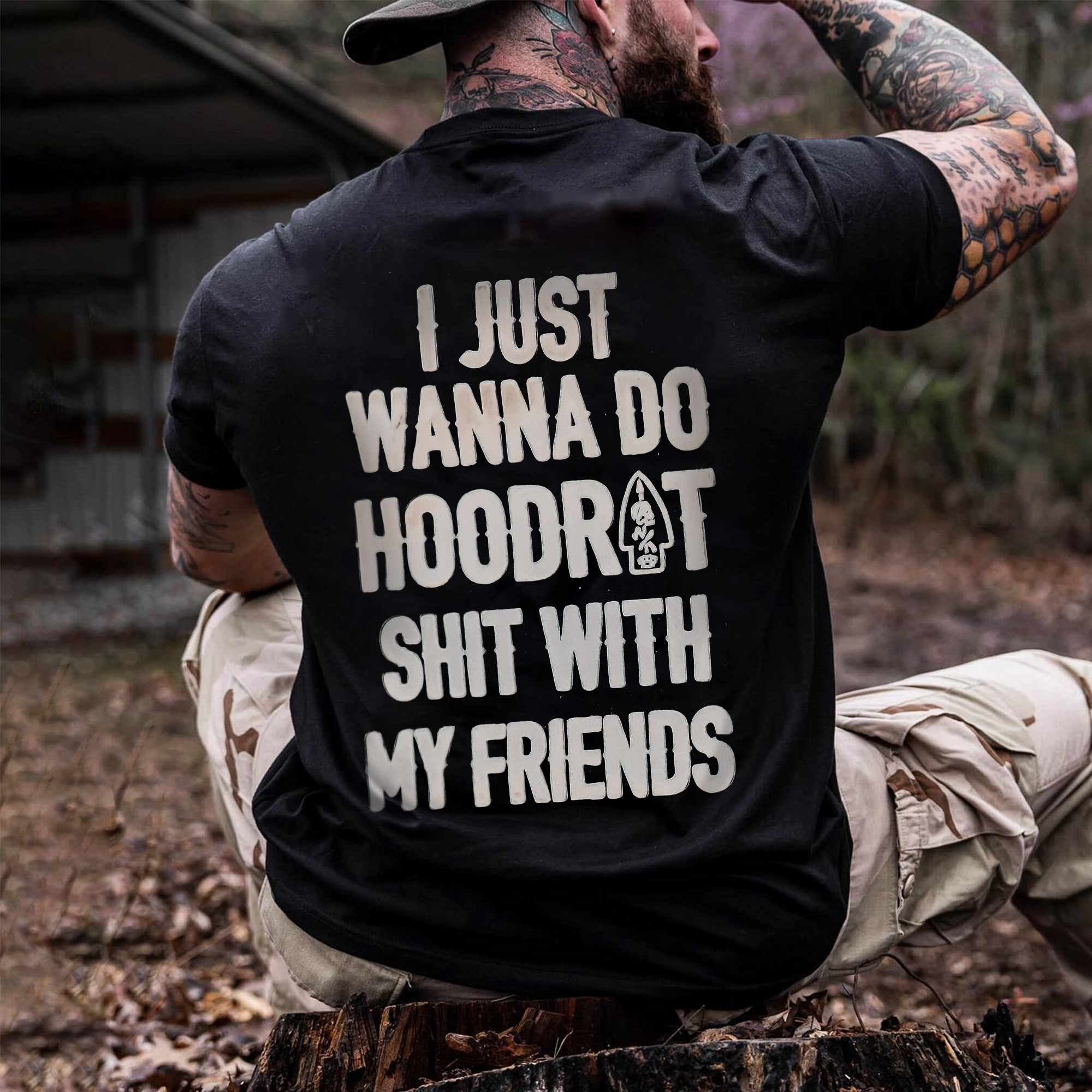 I Just Wanna Do Hoodrat Shit With My Friends Printed Men's T-shirt-Ranbybox