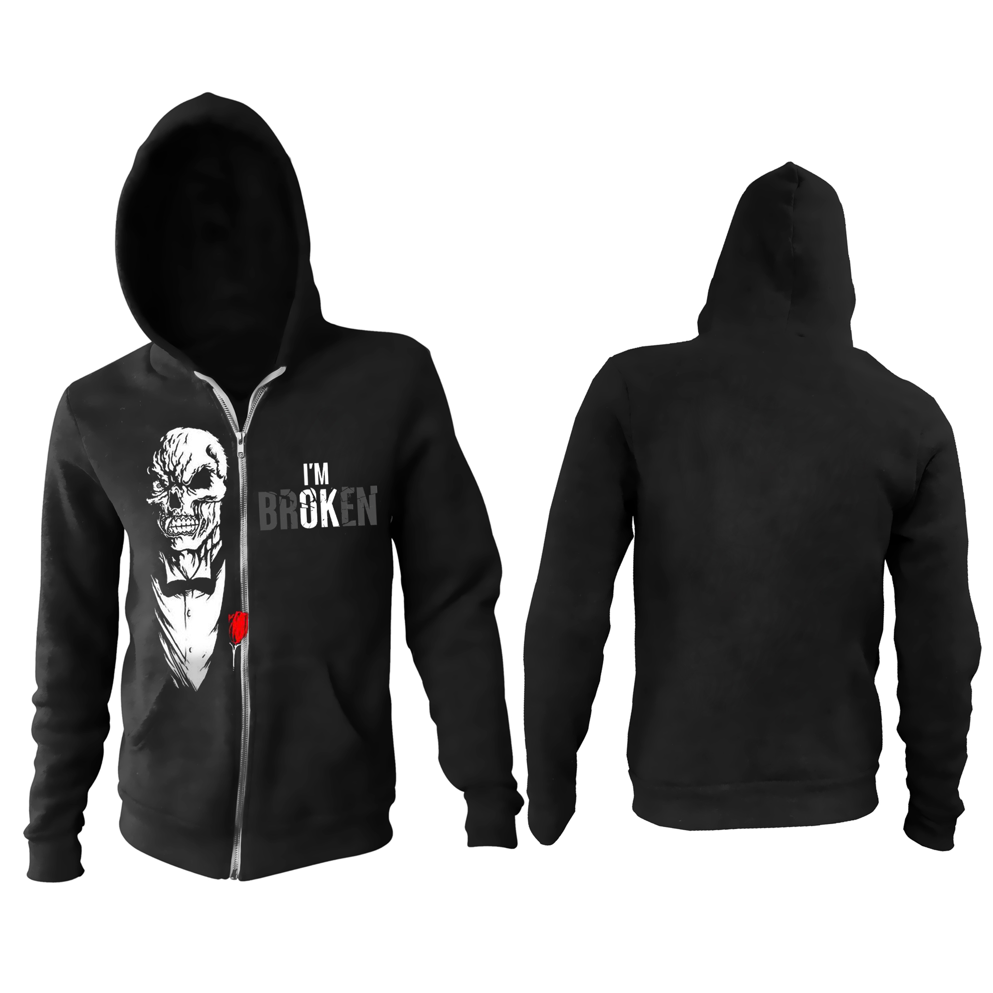I'm Broken Printed Men's Zipper Hoodie-Ranbybox