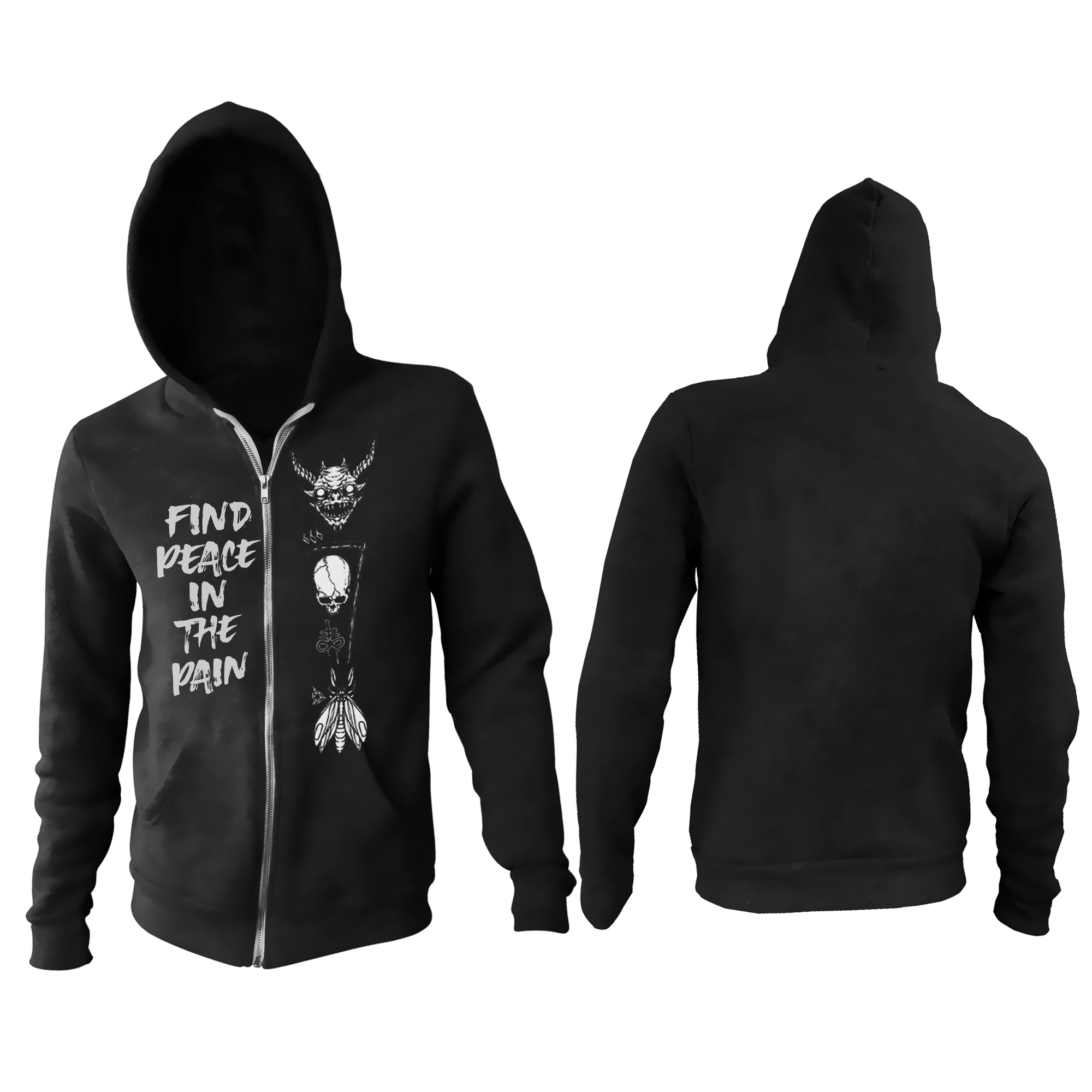 Find Peace In The Pain Printed Men's Zipper Hoodie-Ranbybox