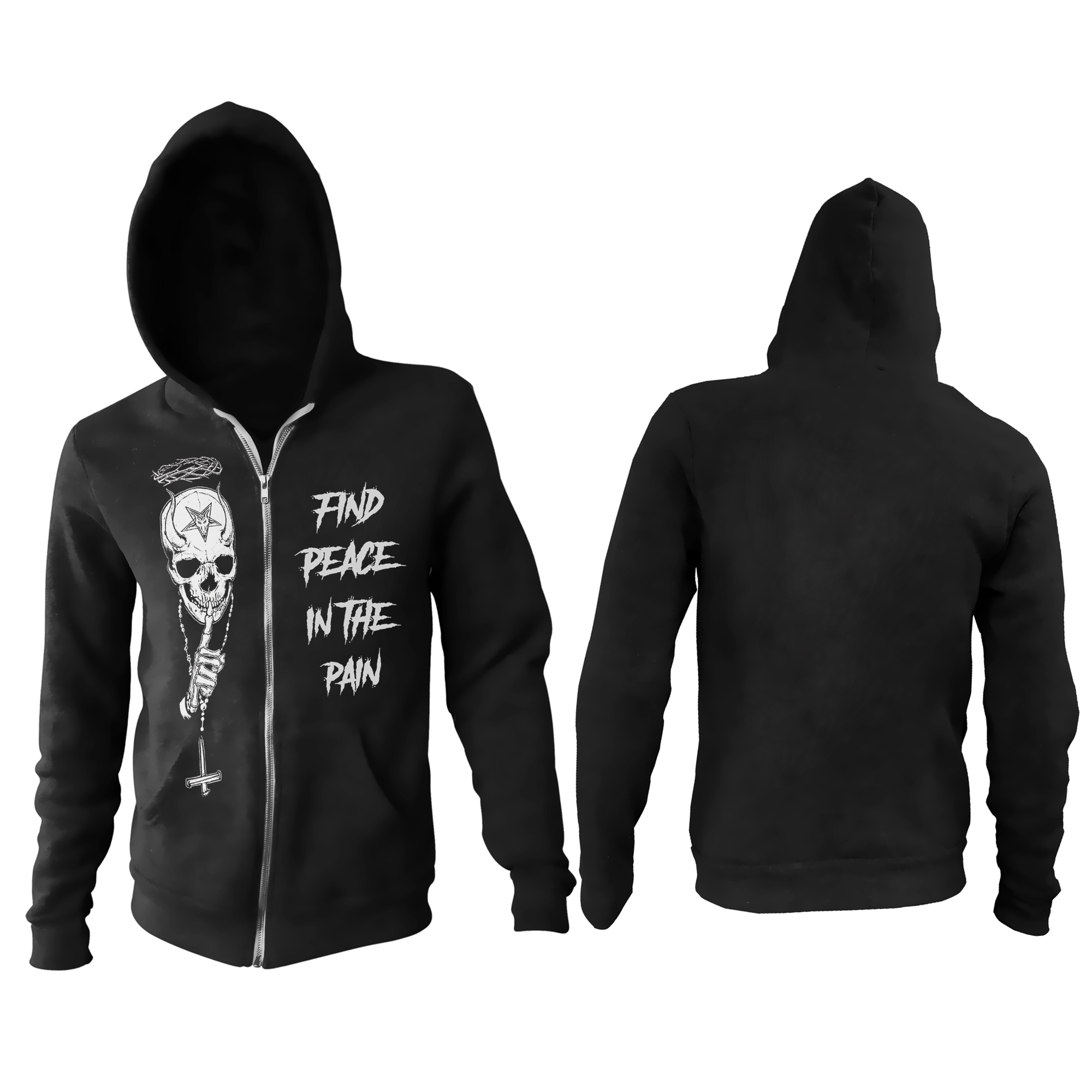 Find Peace In The Pain Printed Men's Zipper Hoodie-Ranbybox