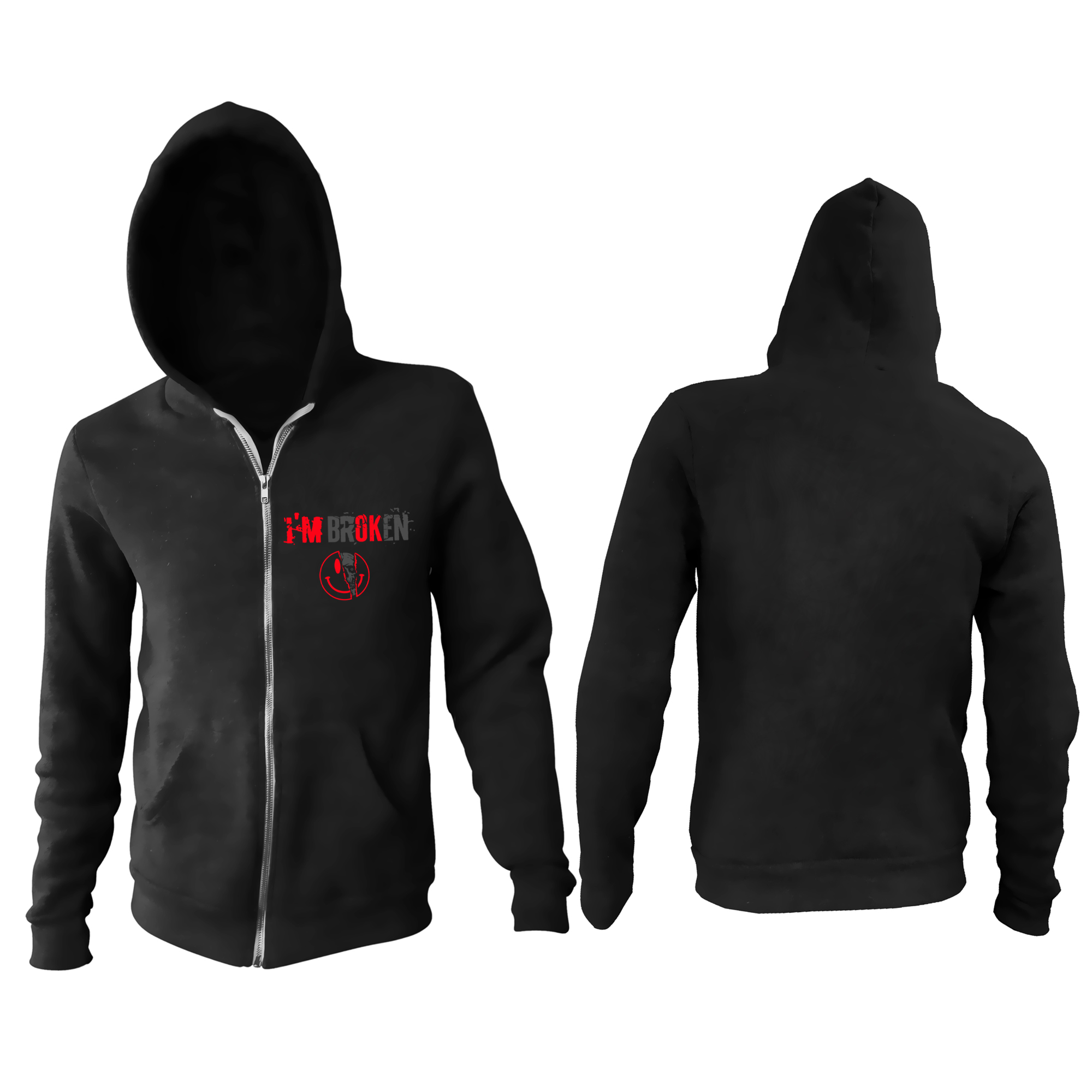 I'm Broken Printed Men's Zipper Hoodie-Ranbybox