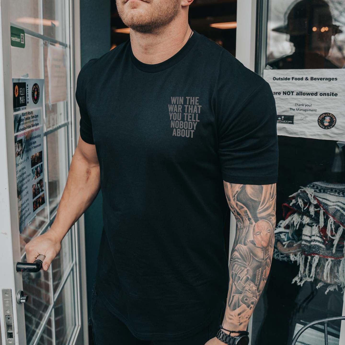 Win The War That You Tell Nobody About Printed Men's T-shirt Image - 3