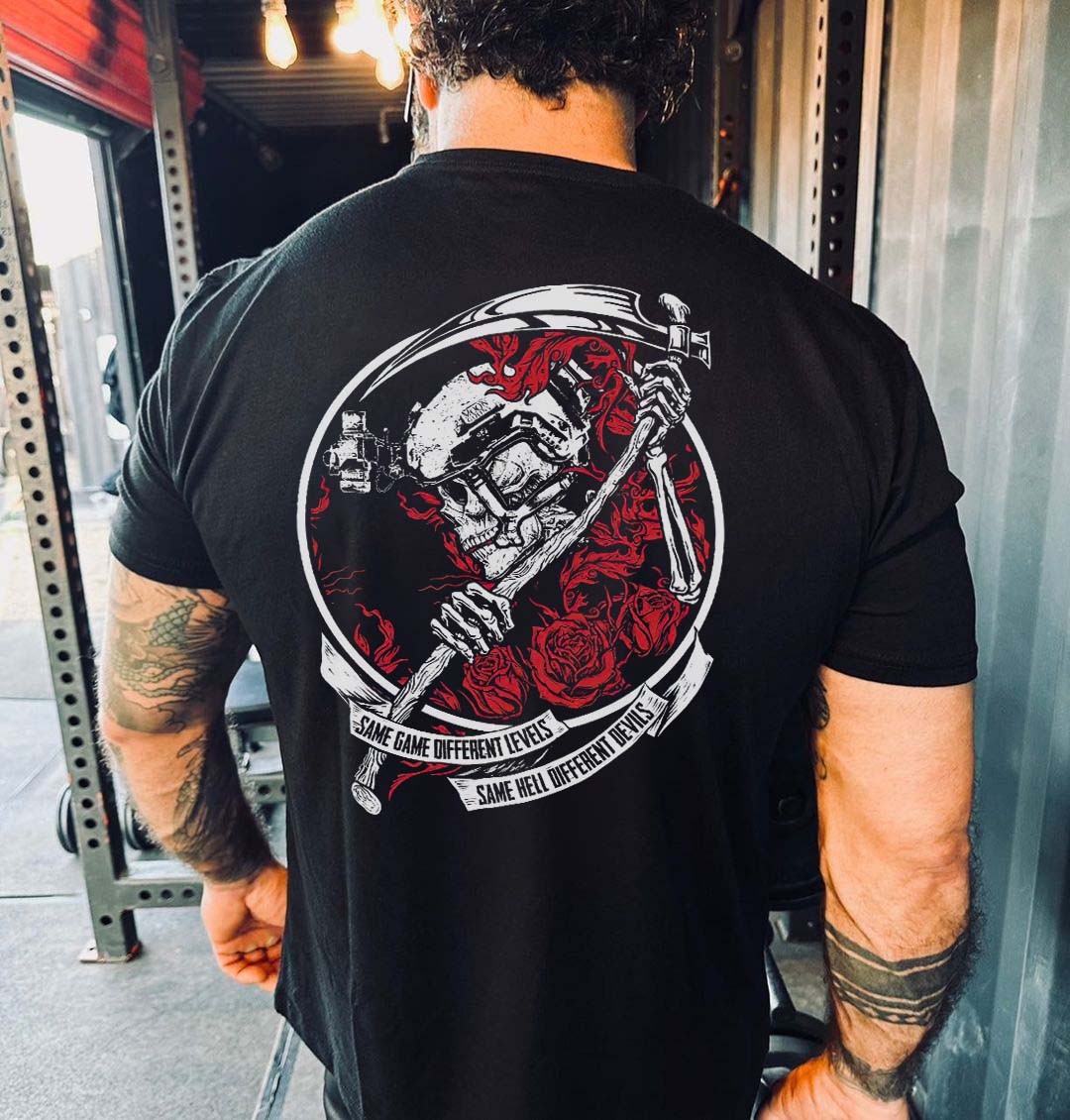 Same Game Different Levels Printed Men's T-shirt-Ranbybox