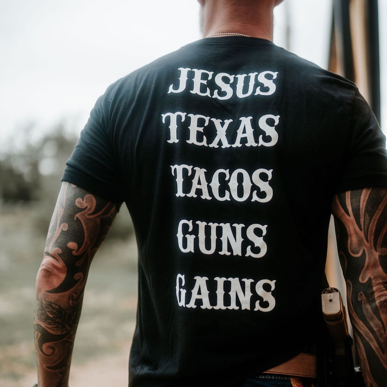 Jesus, Texas, and Tacos Printed Men's T-shirt