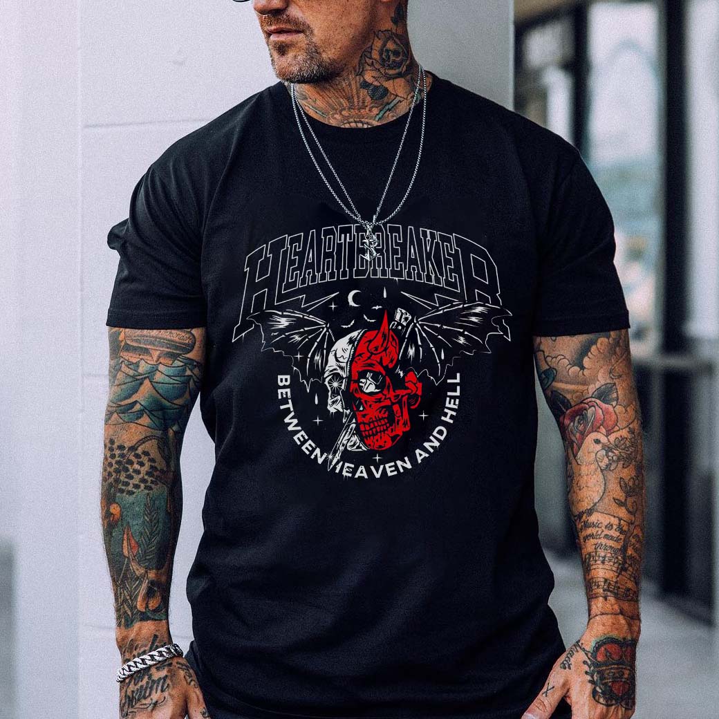 Heartbreaker Between Heaven And Hell Printed Men's T-shirt-Ranbybox
