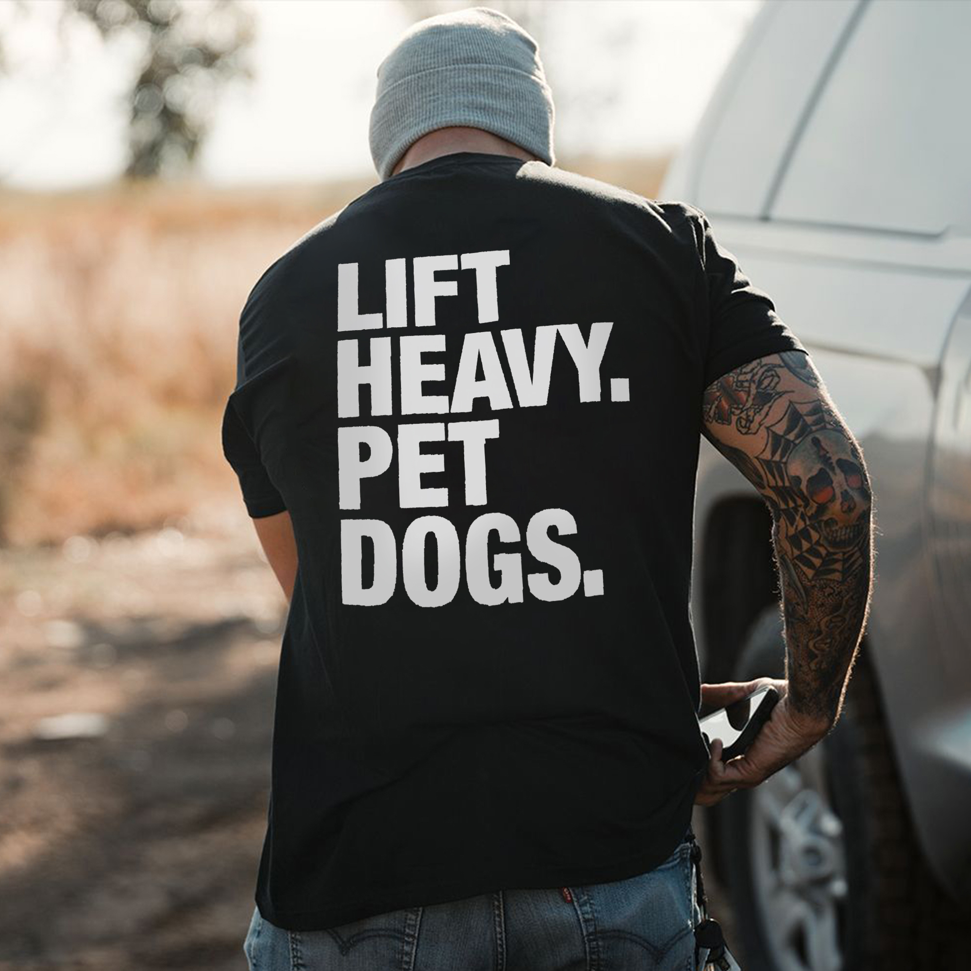 Lift Heavy. Pet Dogs Printed Men's T-shirt-Ranbybox