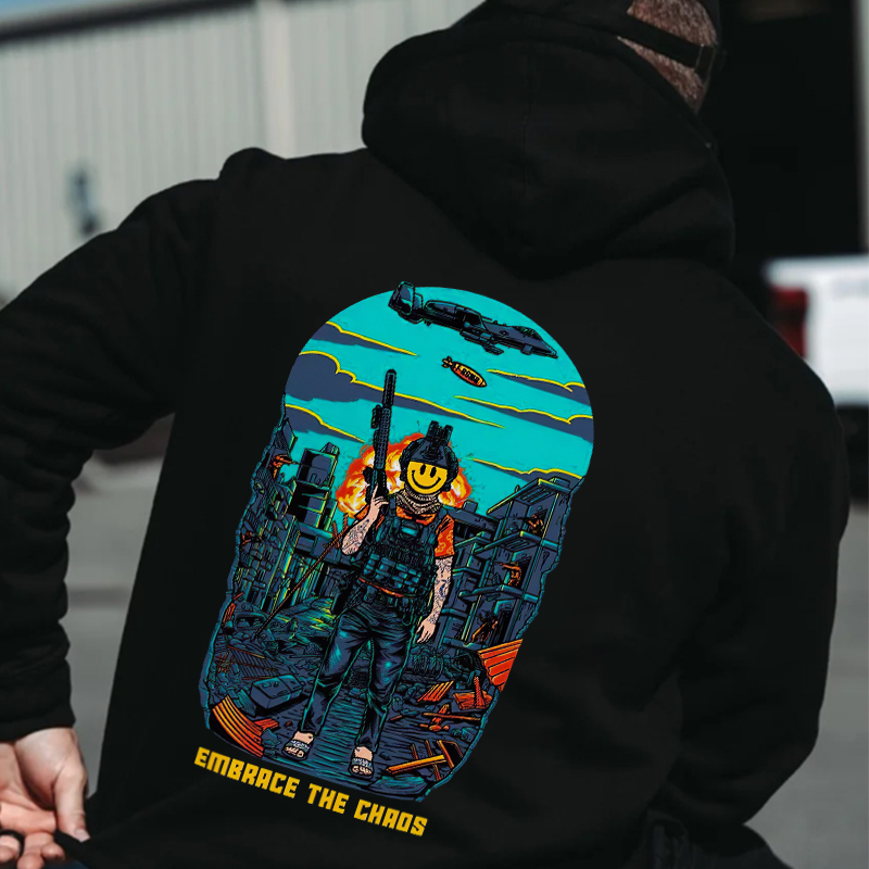 Embrace The Chaos Printed Men's Hoodie-Ranbybox