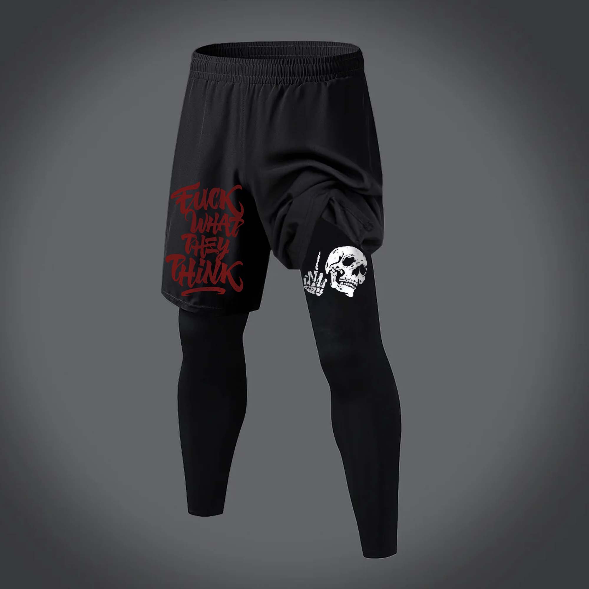 Fuck What They Think Printed Men's Fitness Leggings Image - 1