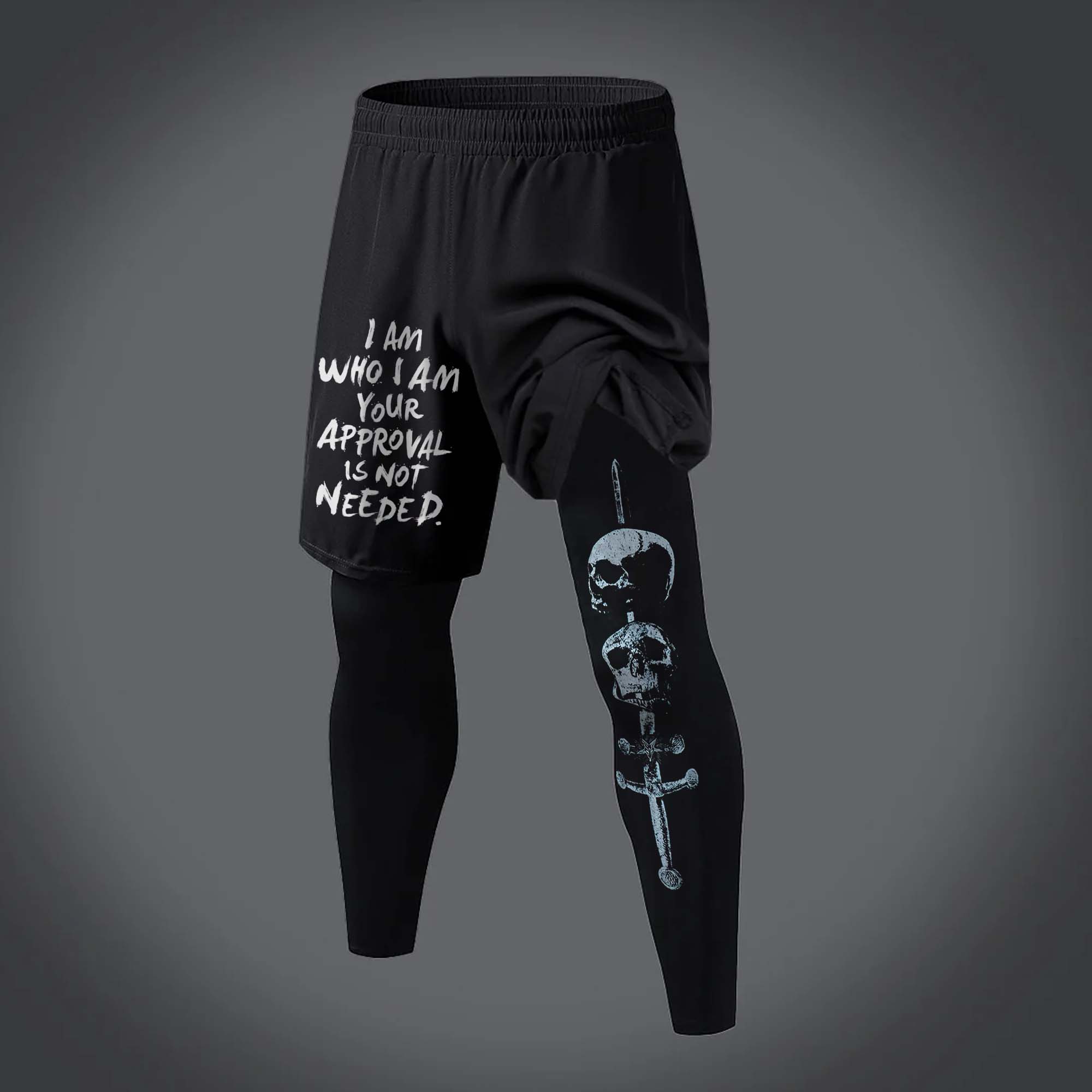 I Am Who I Am Your Approval Is Not Needed Printed Men's Fitness Leggings Image - 1