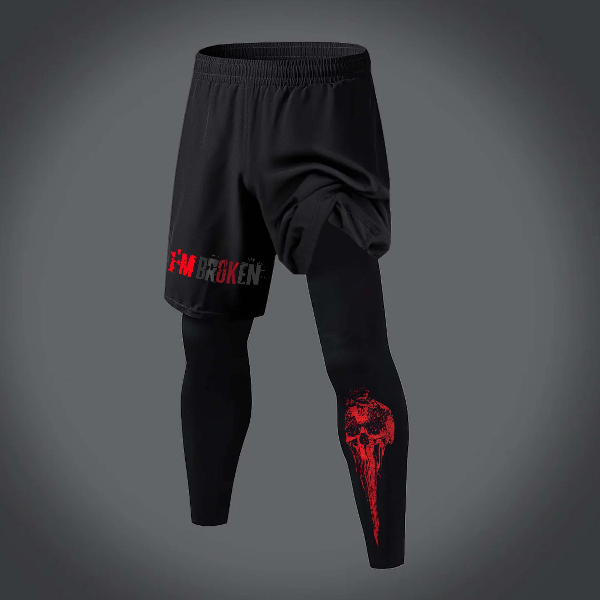 I'm Broken Printed Men's Fitness Leggings Image - 1