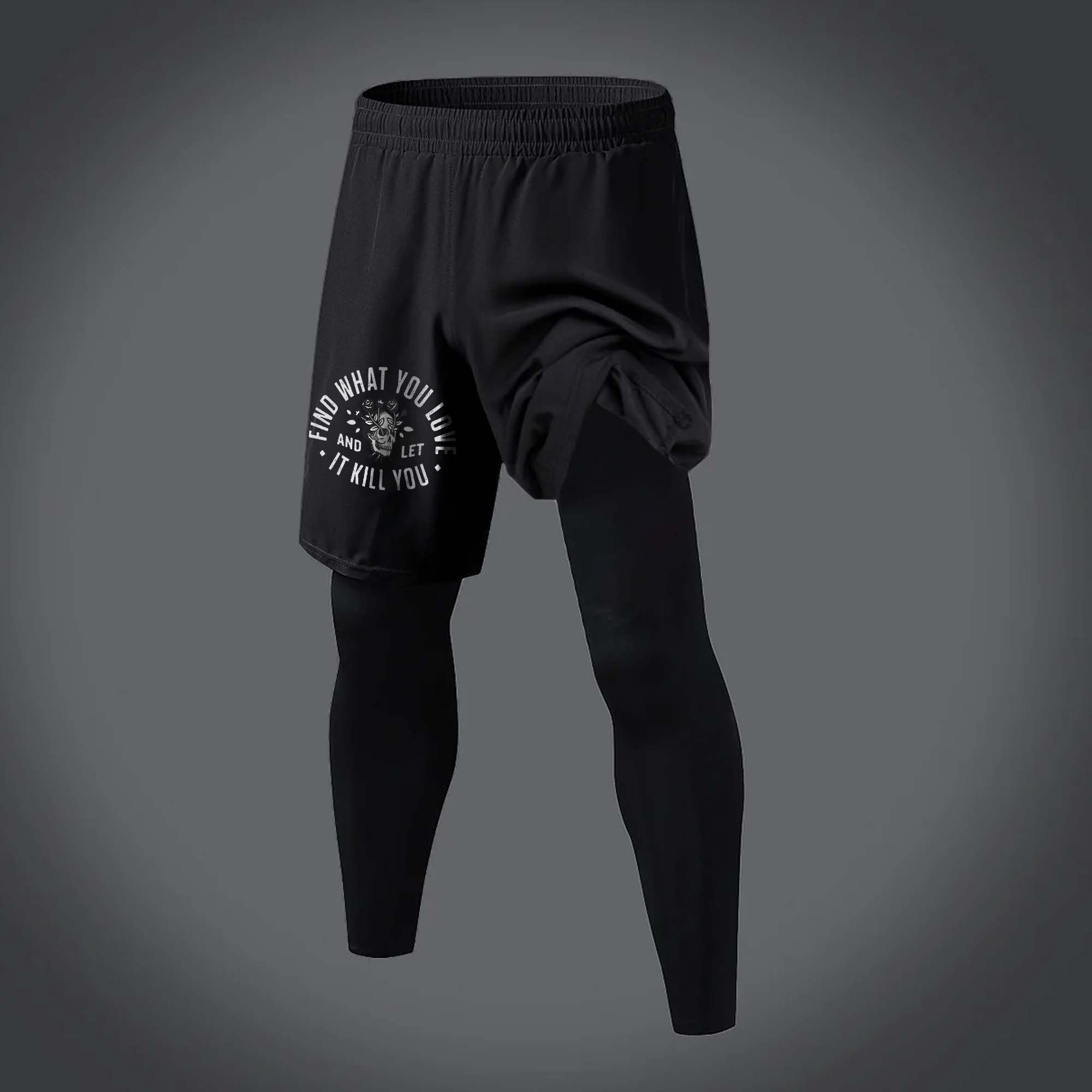 Find What You Love And Let It Kill You Printed Men's Fitness Leggings Image - 1