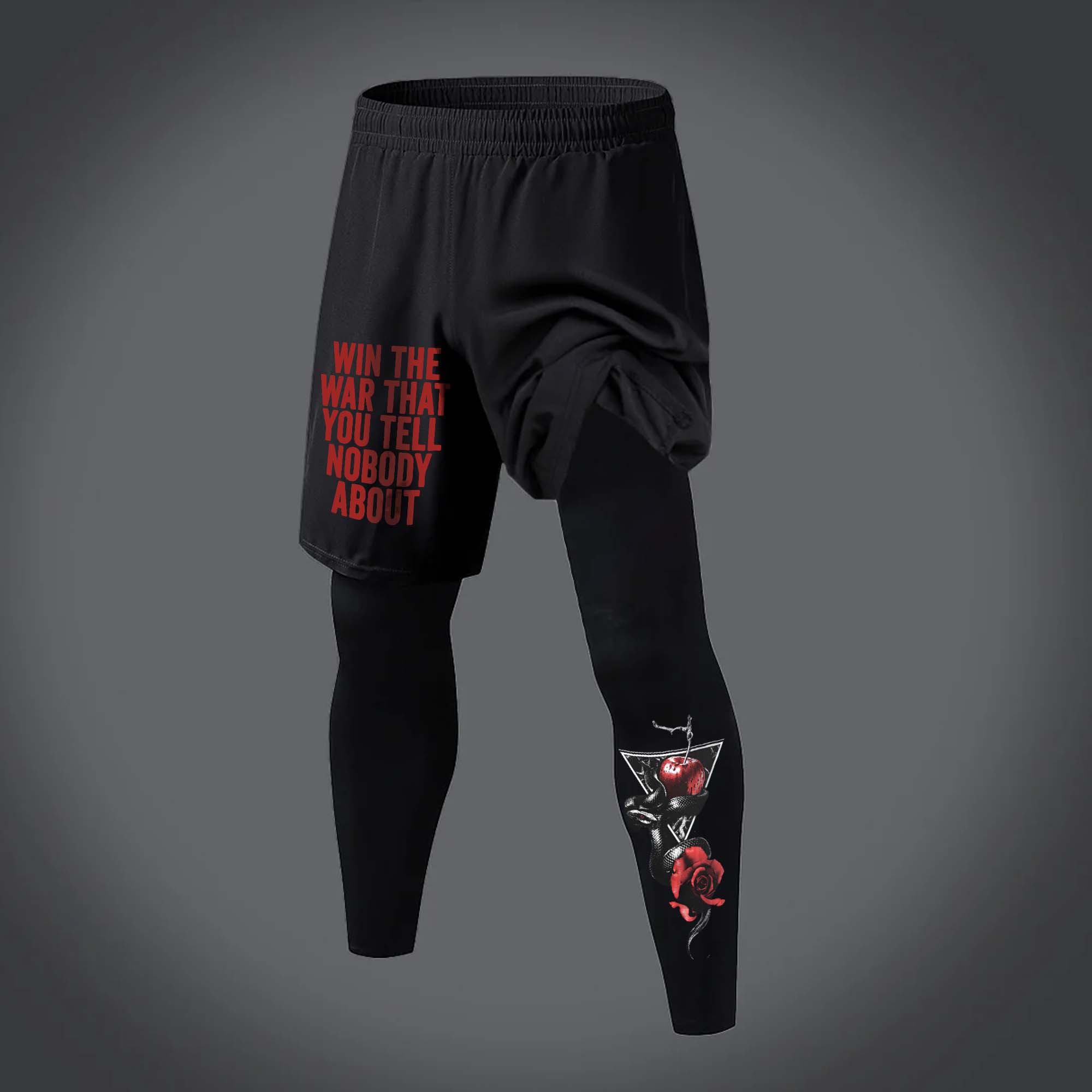 Win The War That You Tell Nobody About Printed Men's Fitness Leggings Image - 1