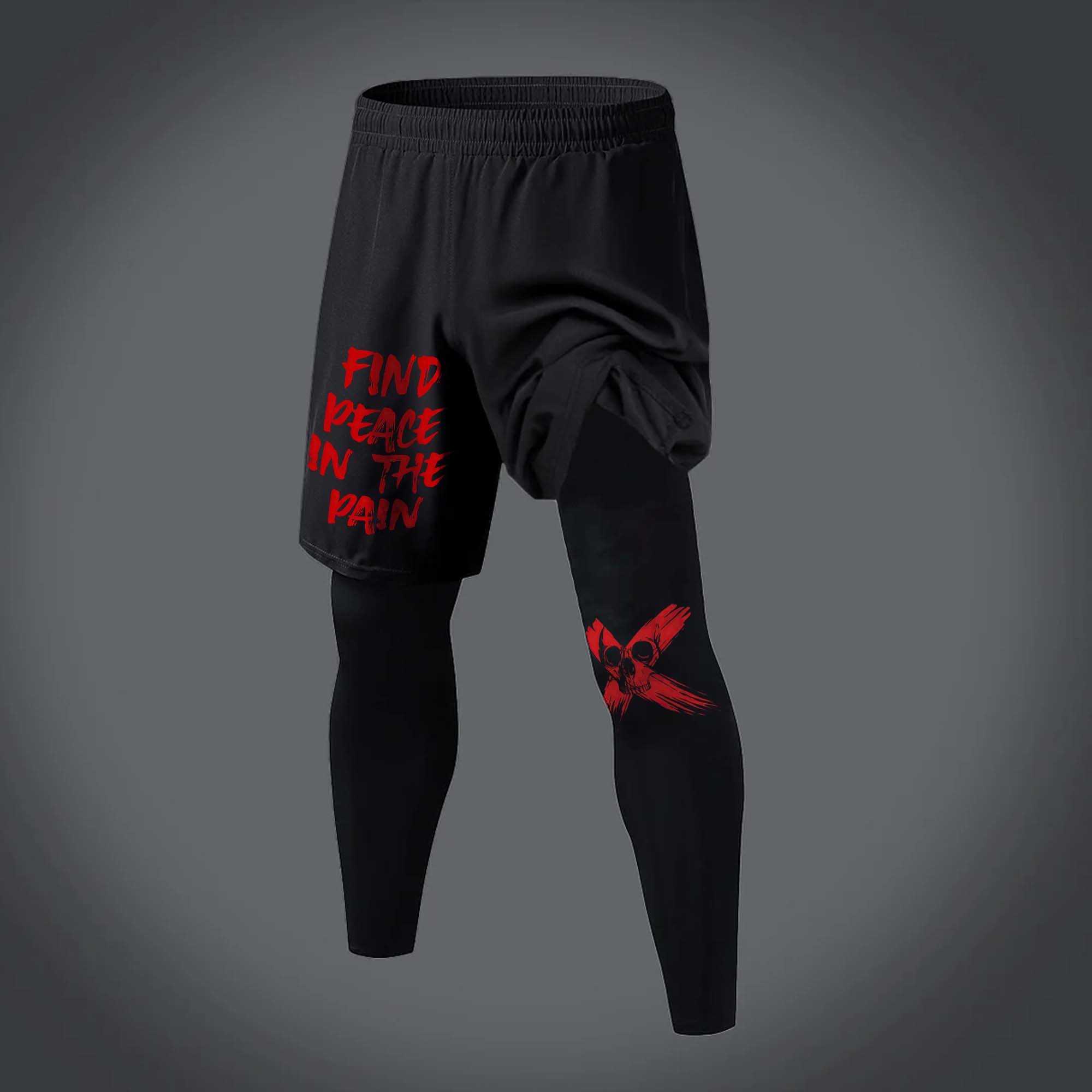 Find Peace In The Pain Printed Men's Fitness Leggings Image - 1