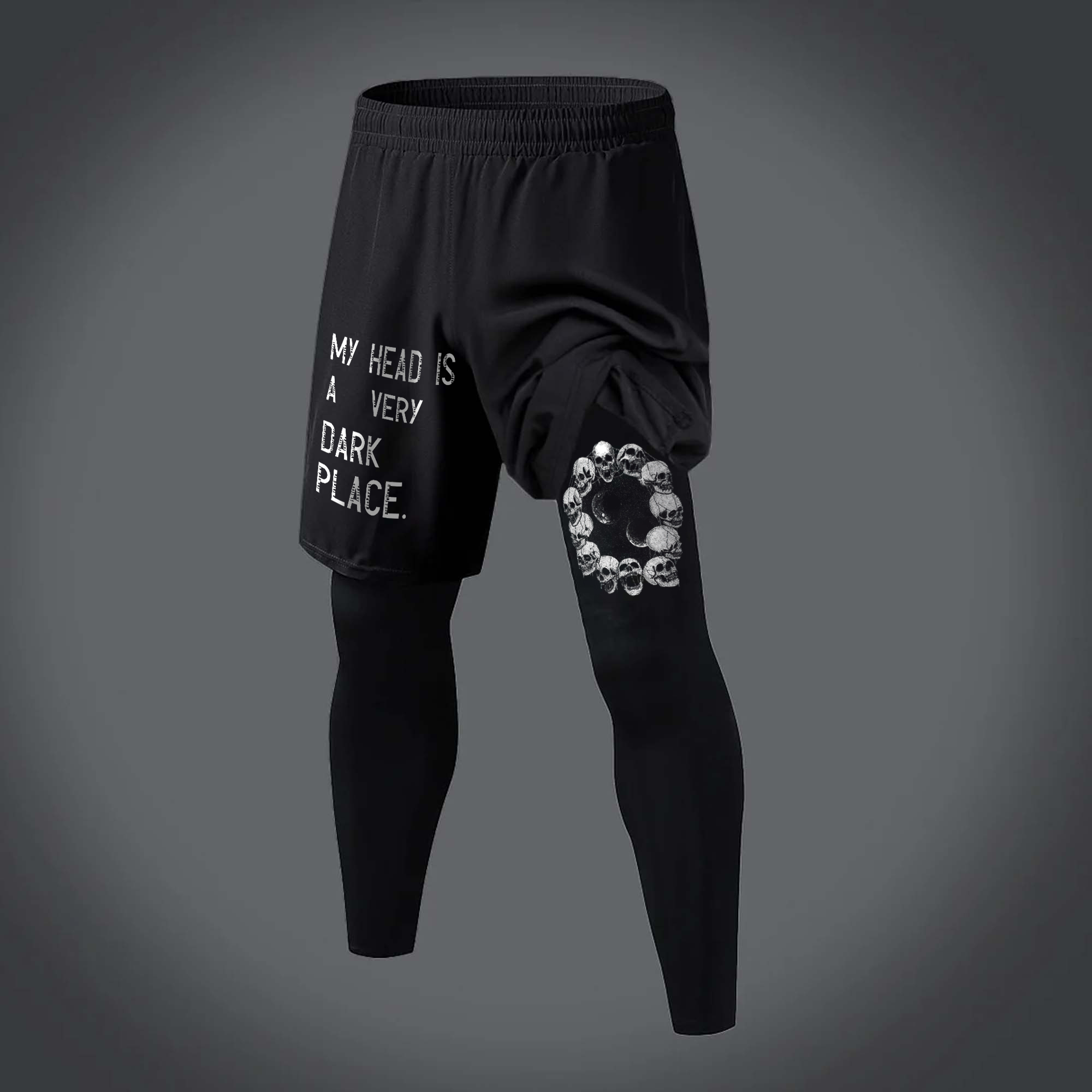 My Head Is A Very Dark Place Printed Men's Fitness Leggings Image - 1