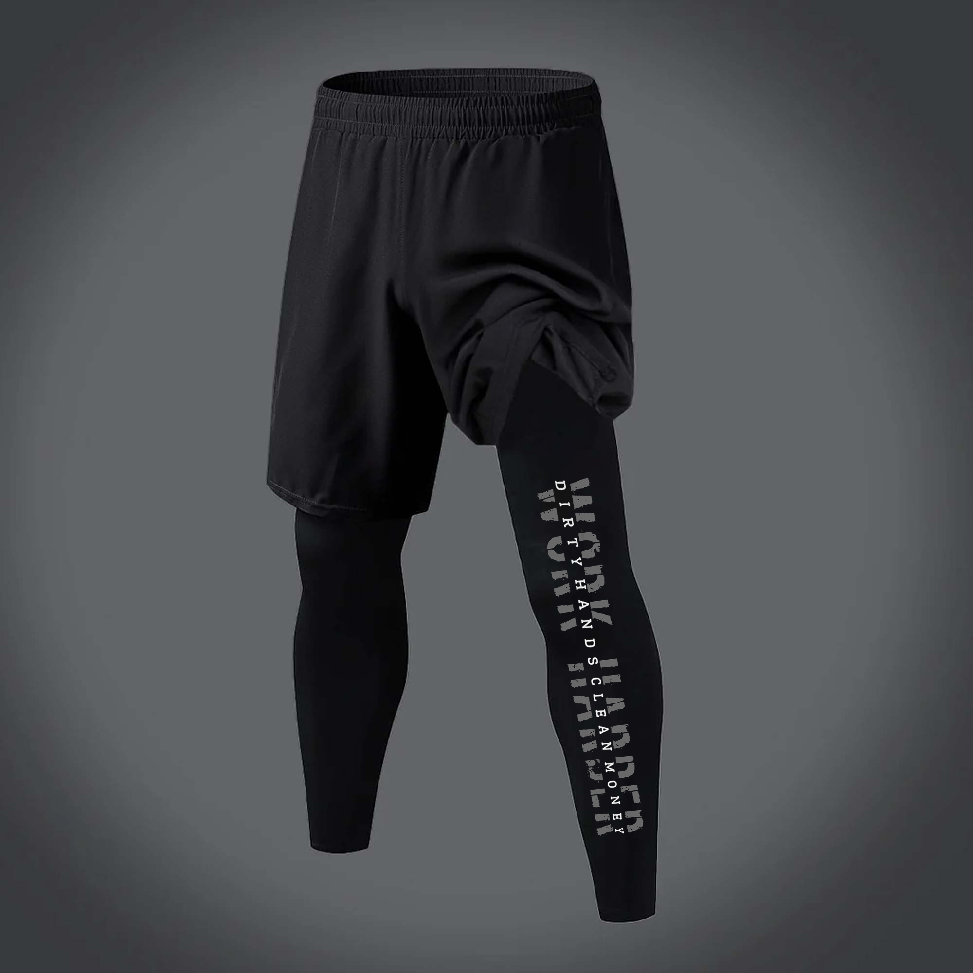 Dirty Hands Clean Money Printed Men's Fitness Leggings Image - 1