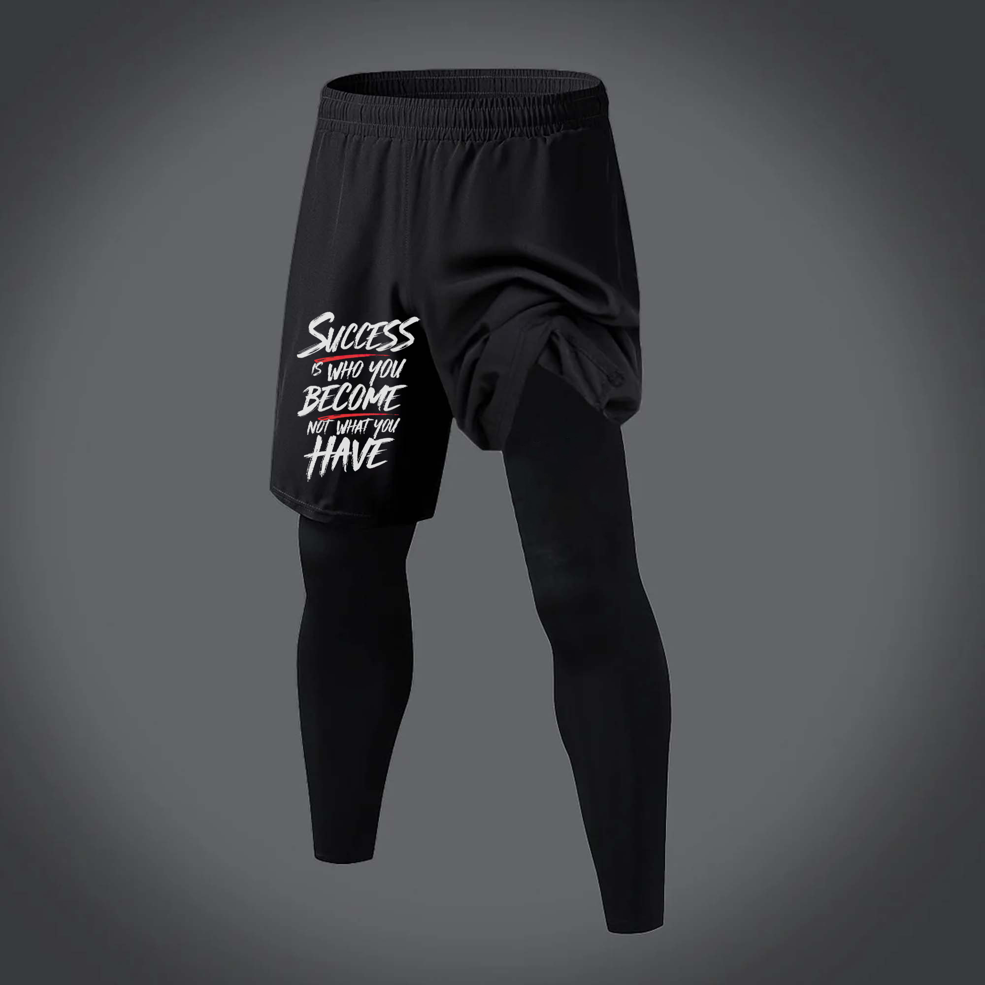 Success Is Who You Become Printed Men's Fitness Leggings Image - 1