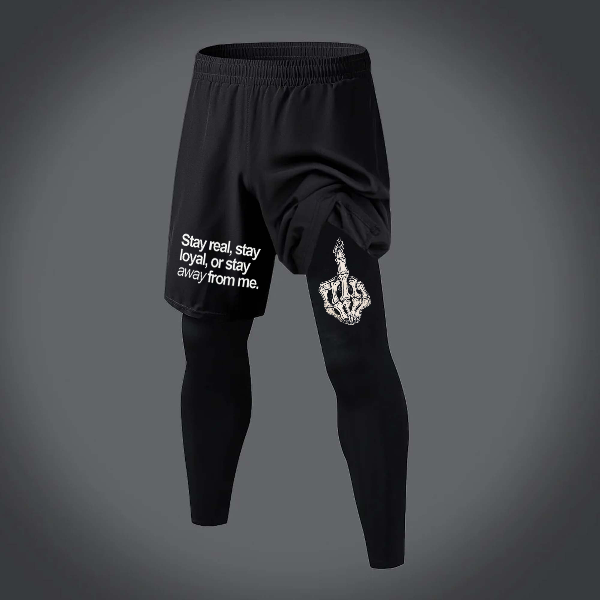 Stay Real, Stay Loyal Printed Men's Fitness Leggings Image - 1