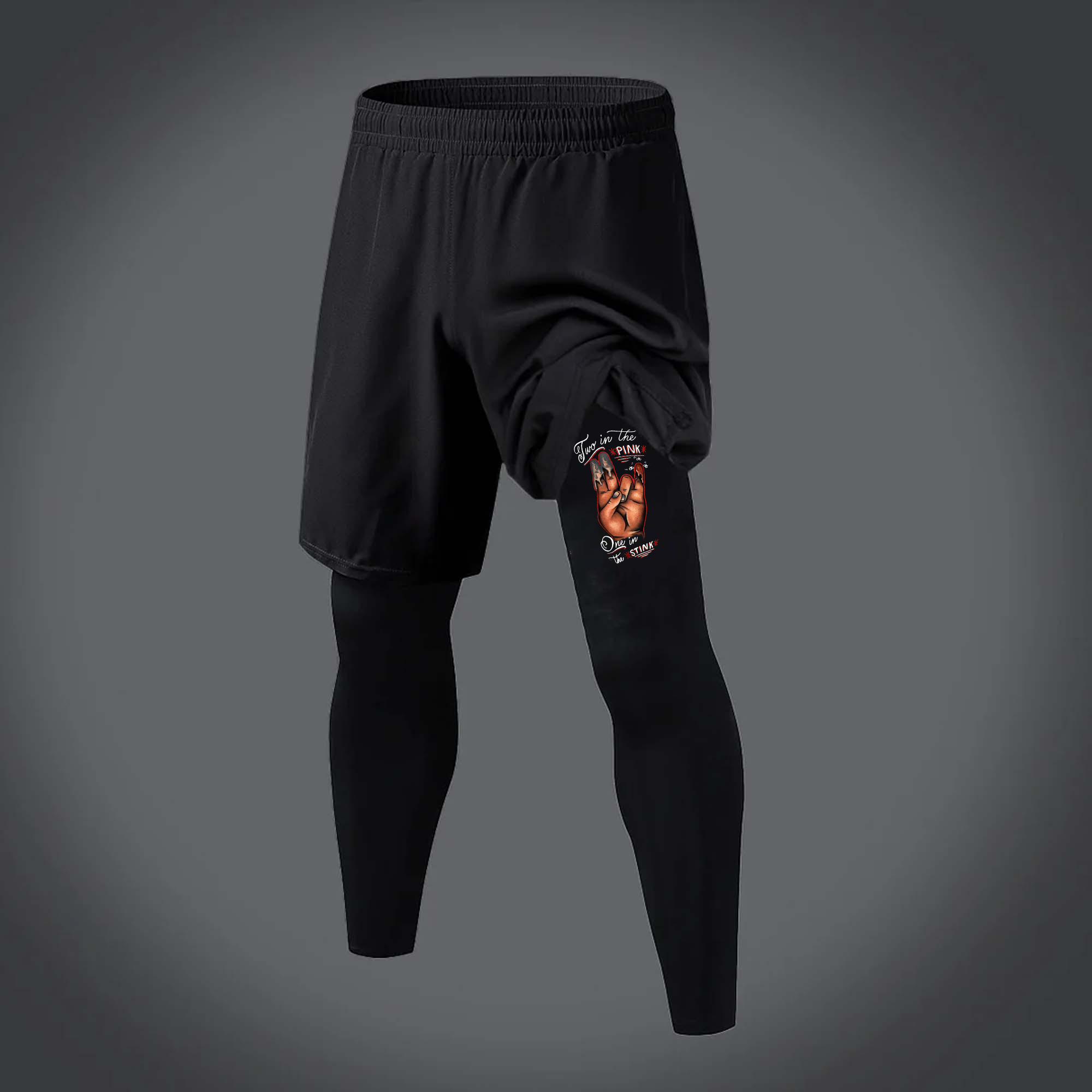 Two In The Pink One In The Stink Printed Men's Fitness Leggings Image - 1