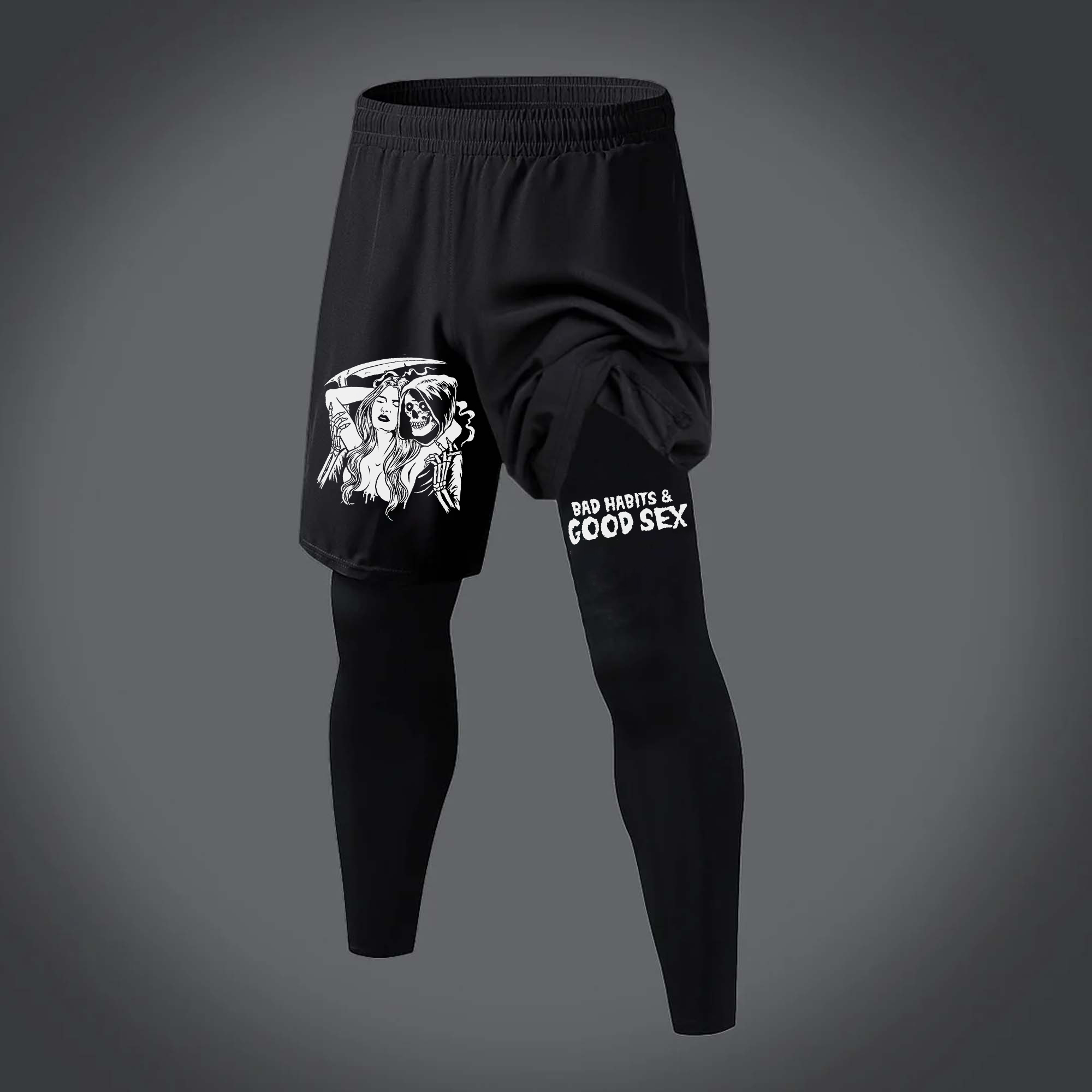 Bad Habits & Good Sex Printed Men's Fitness Leggings Image - 1