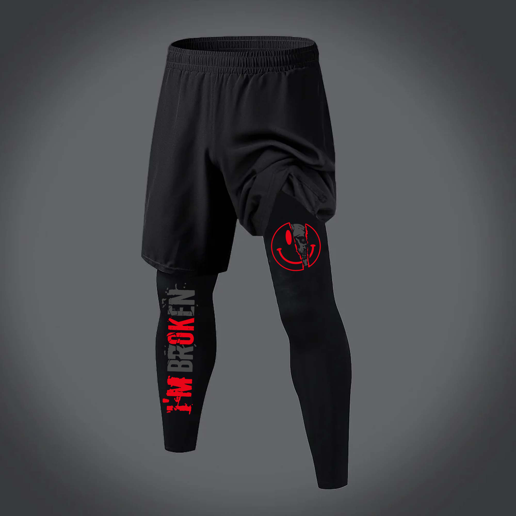 I'm Broken Printed Men's Fitness Leggings Image - 1