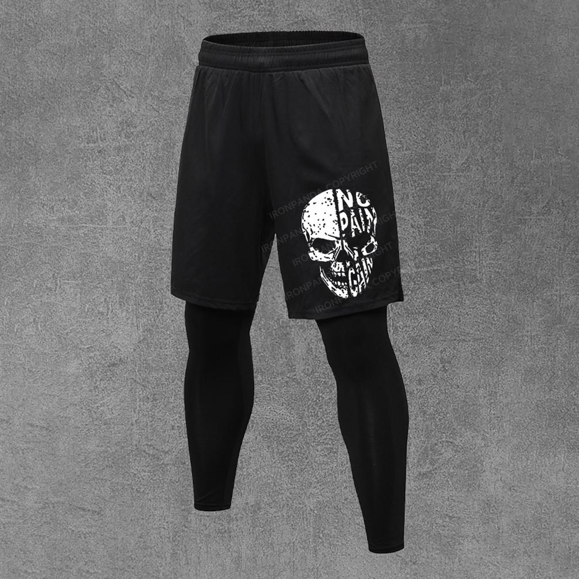 Human Skull Printed Men's Fitness Leggings Image - 1