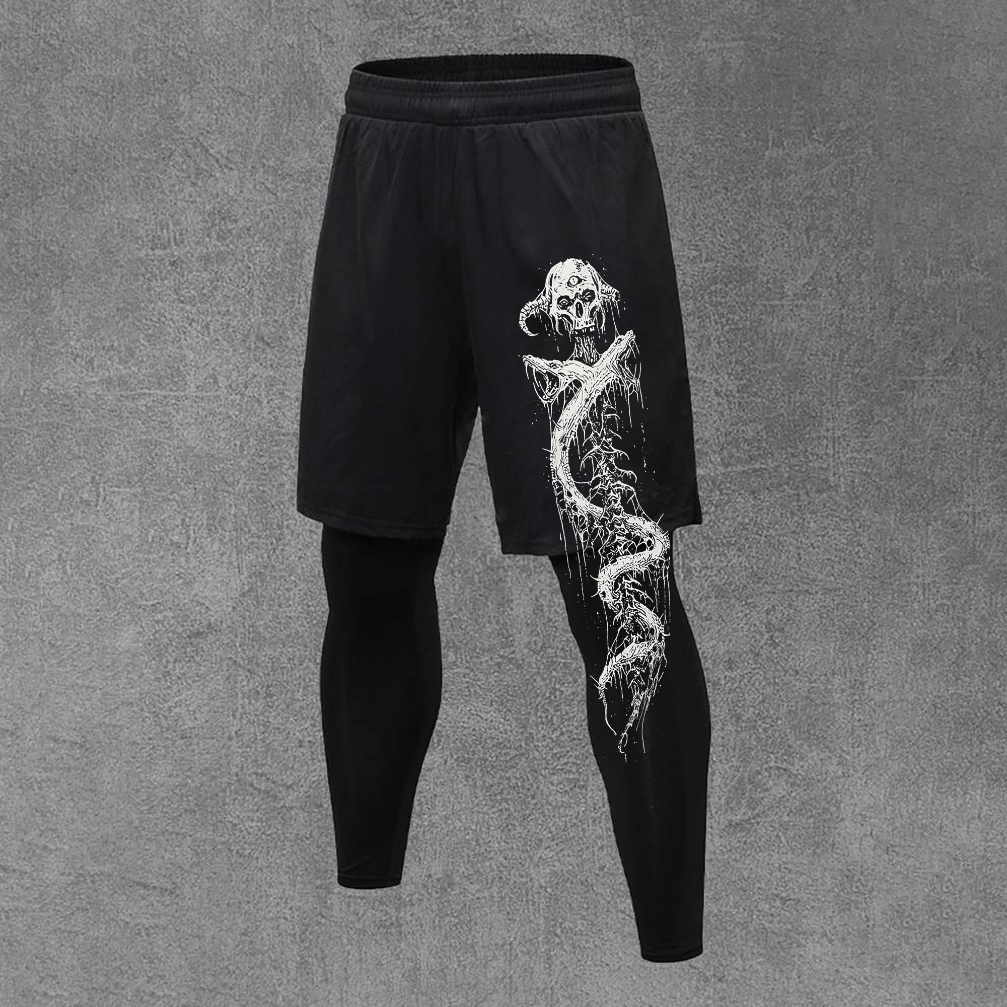 Death Snake Skull Printed Men's Fitness Leggings  Image - 1