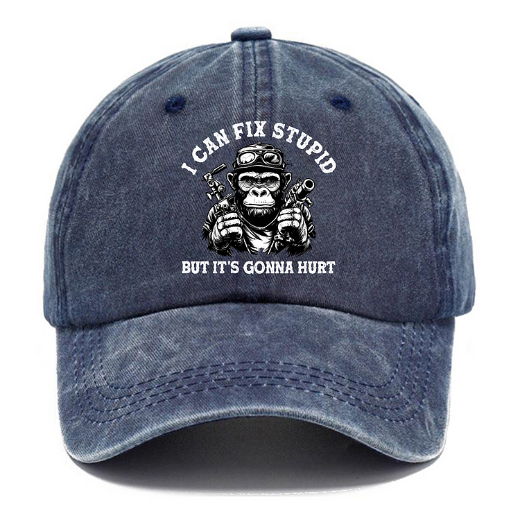 I Can Fix Stupid But It's Gonna Hurt Pattern Baseball Cap Image - 2