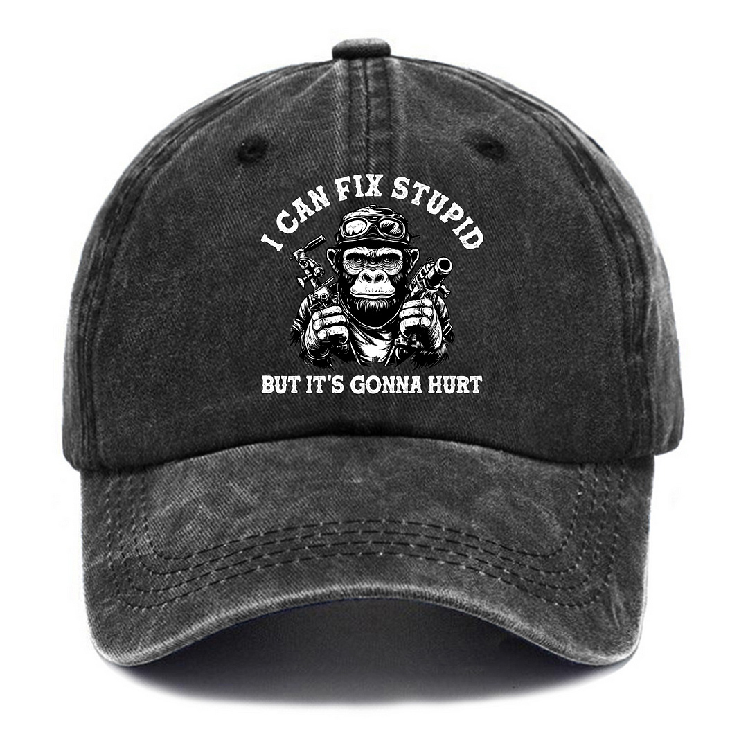 I Can Fix Stupid But It's Gonna Hurt Pattern Baseball Cap Image - 1
