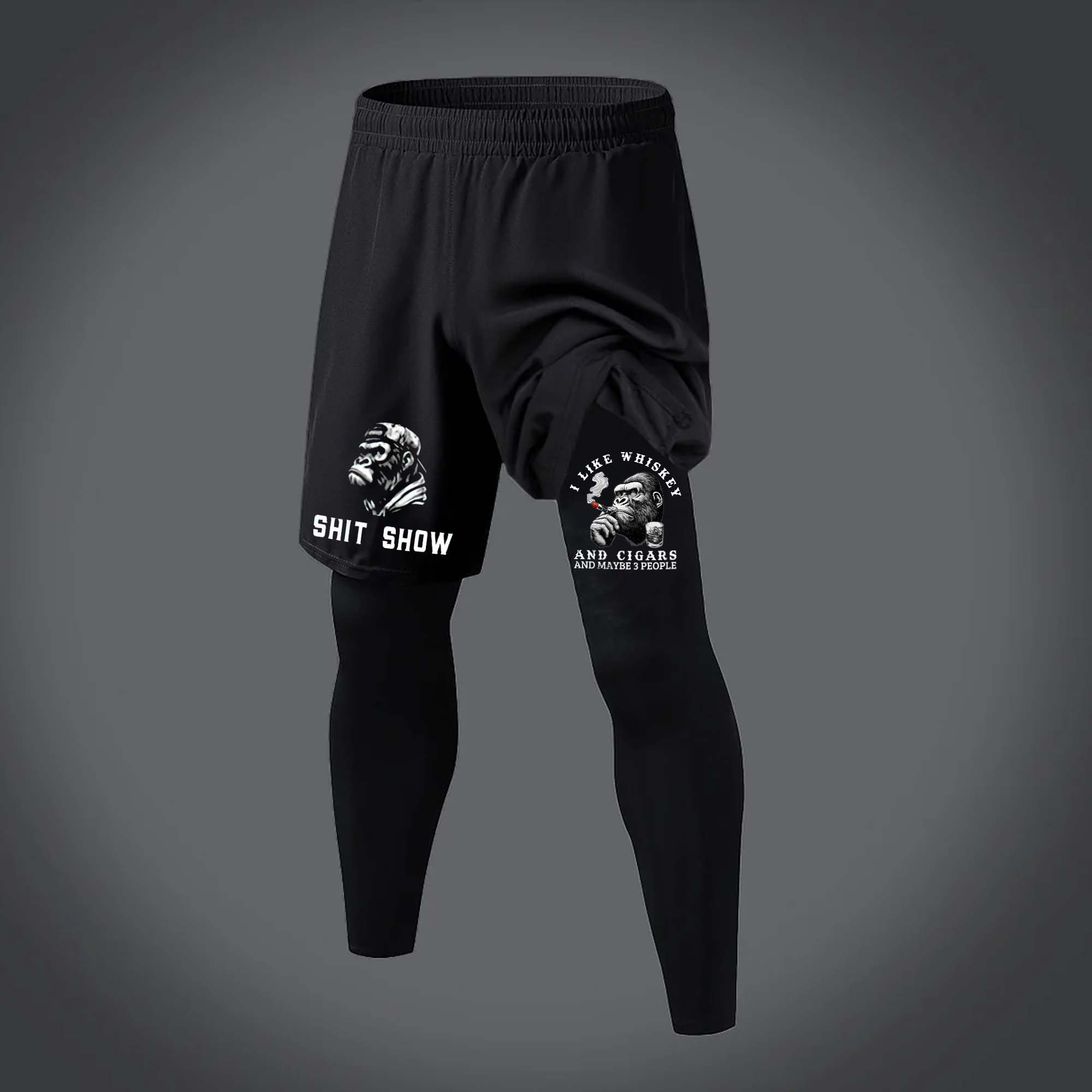 Shit Show Printed Men's All-In-One Fitness Leggings  Image - 1