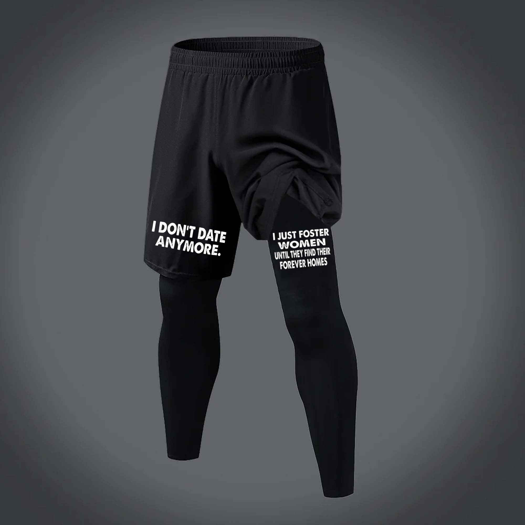 I Don't Date Anymore Printed Men's All-In-One Fitness Leggings  Image - 1