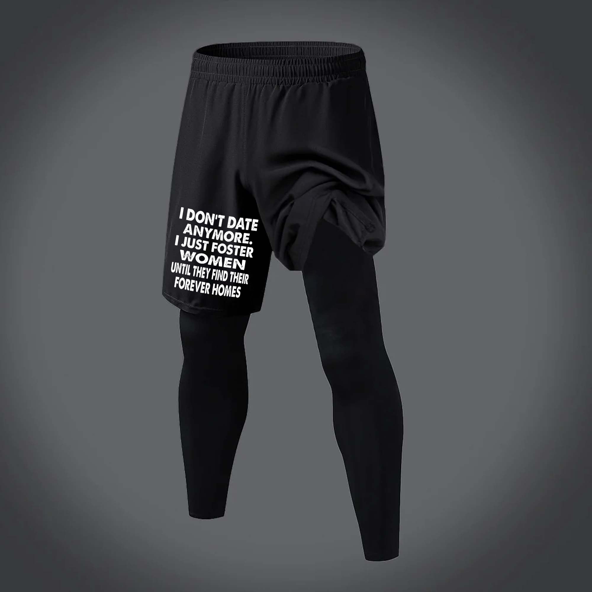 I Don't Date Anymore Printed Men's All-In-One Fitness Leggings  Image - 1