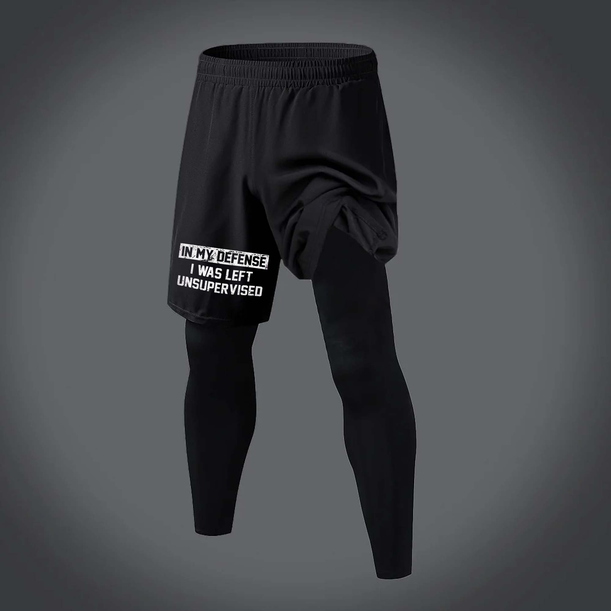 In My Defense I Was Left Unsupervised Printed Men's All-In-One Fitness Leggings  Image - 1