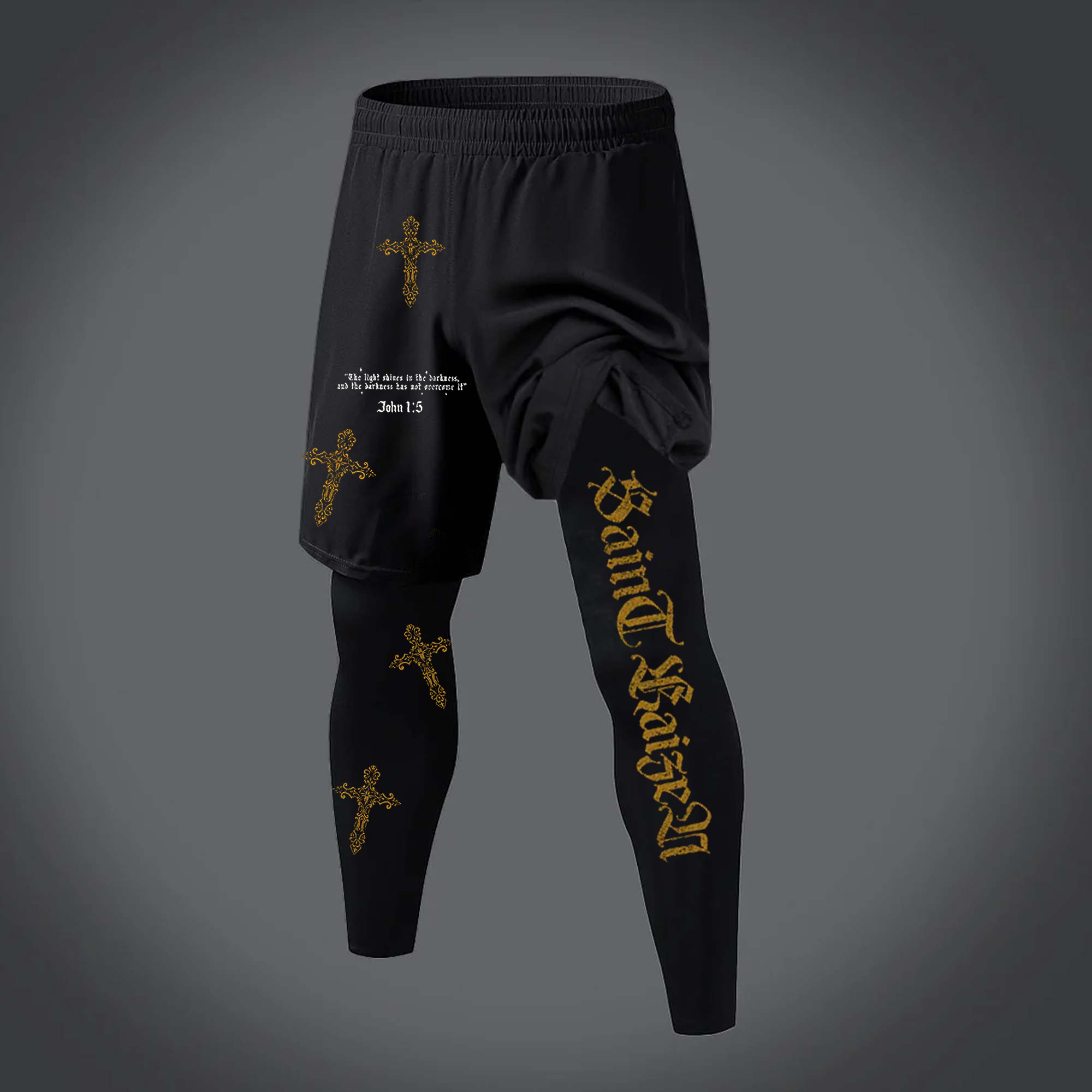 Saint Kaizen Printed Men's All-In-One Fitness Leggings Image - 1