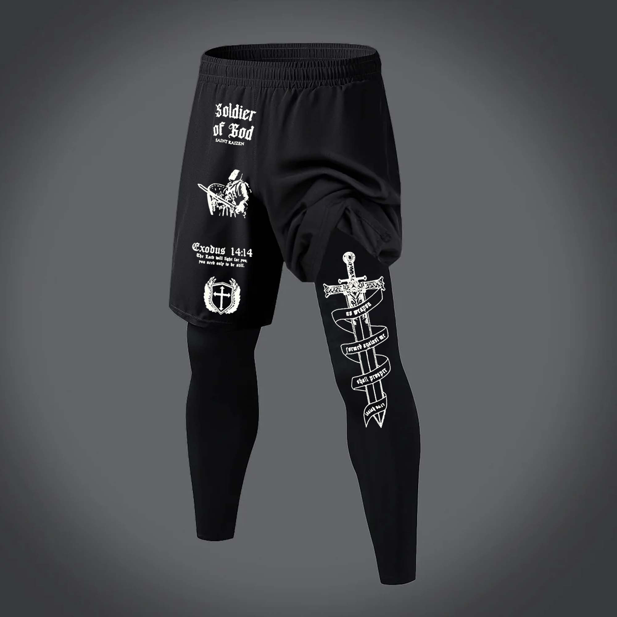 Soldier Of Bod Printed Men's All-In-One Fitness Leggings Image - 1