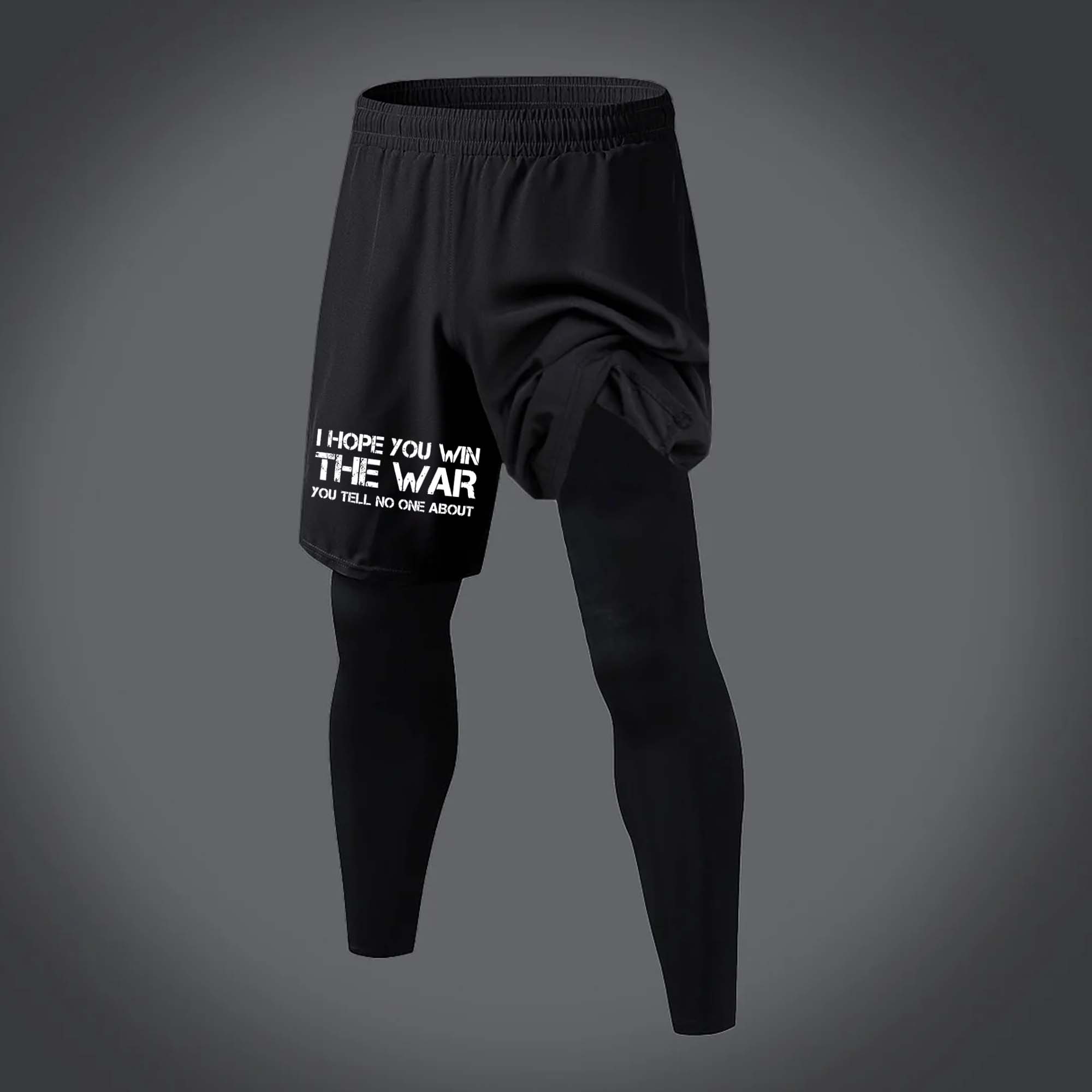 I Hope You Win The War You Tell No One About Printed Men's All-In-One Fitness Leggings  Image - 1