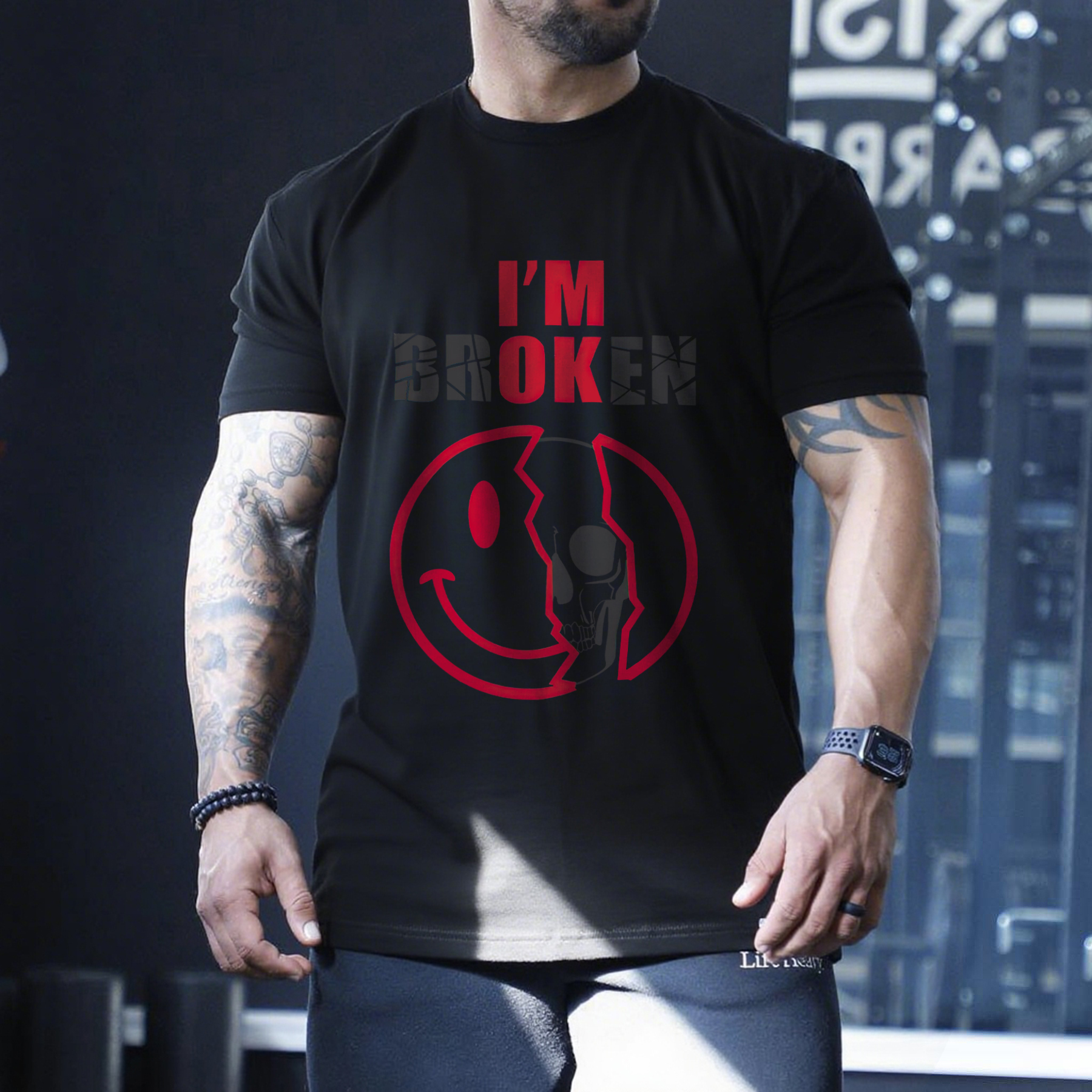 Vintage I'm Broken Printed Men's T-shirt Image - 1