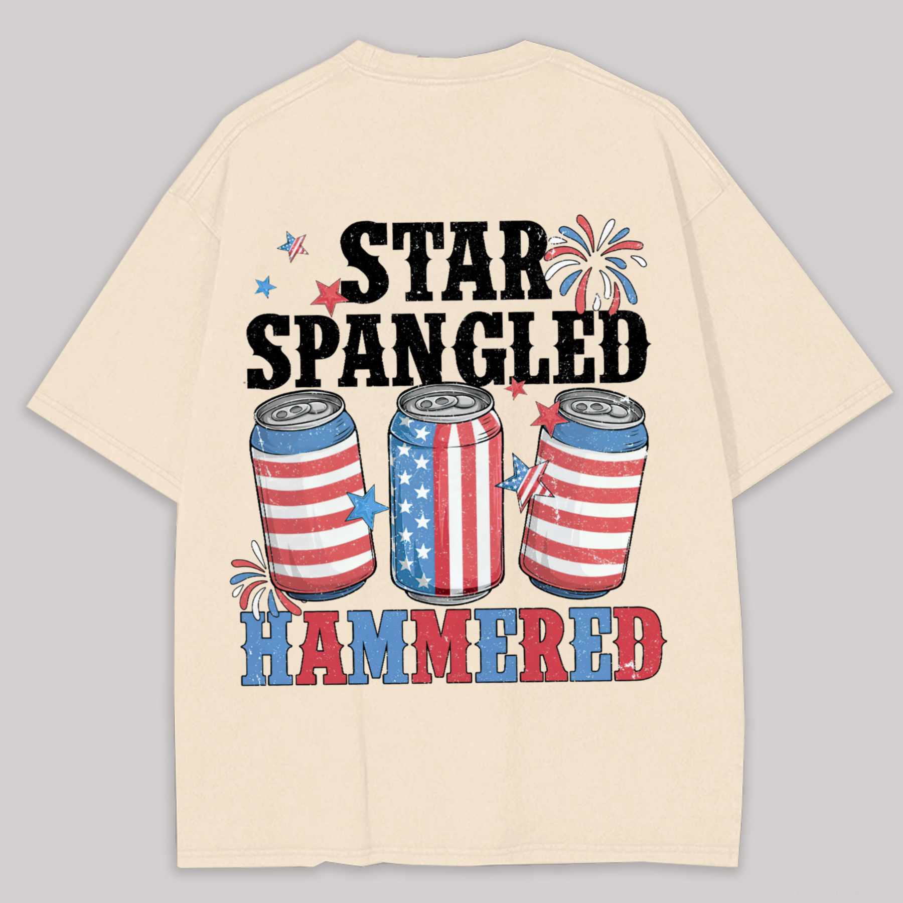 Star Spangled Hammered Printed Unisex Oversized T-shirts Image - 2
