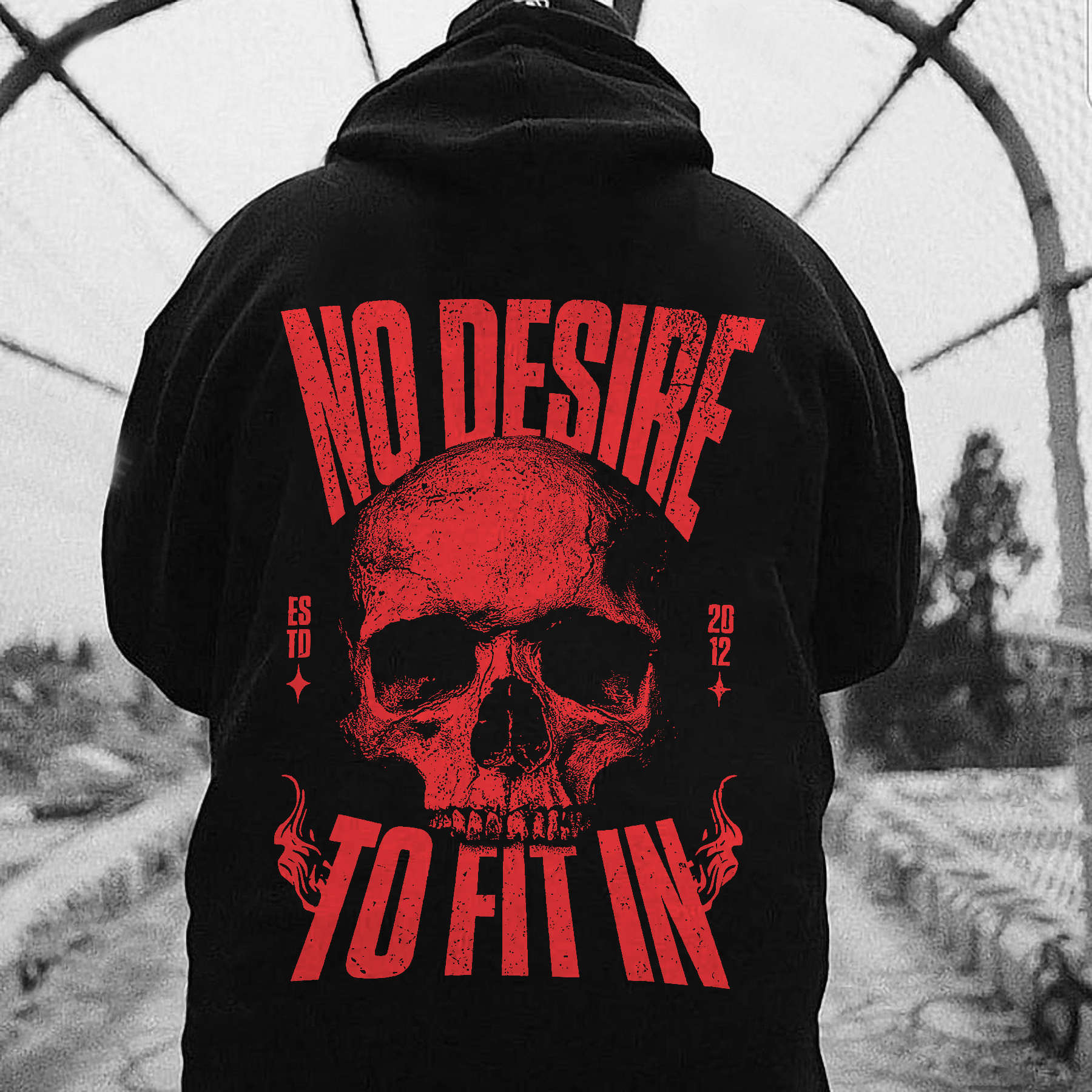 No Desire To Fit In Skull Printed Oversized Unisex Hoodie Image - 1