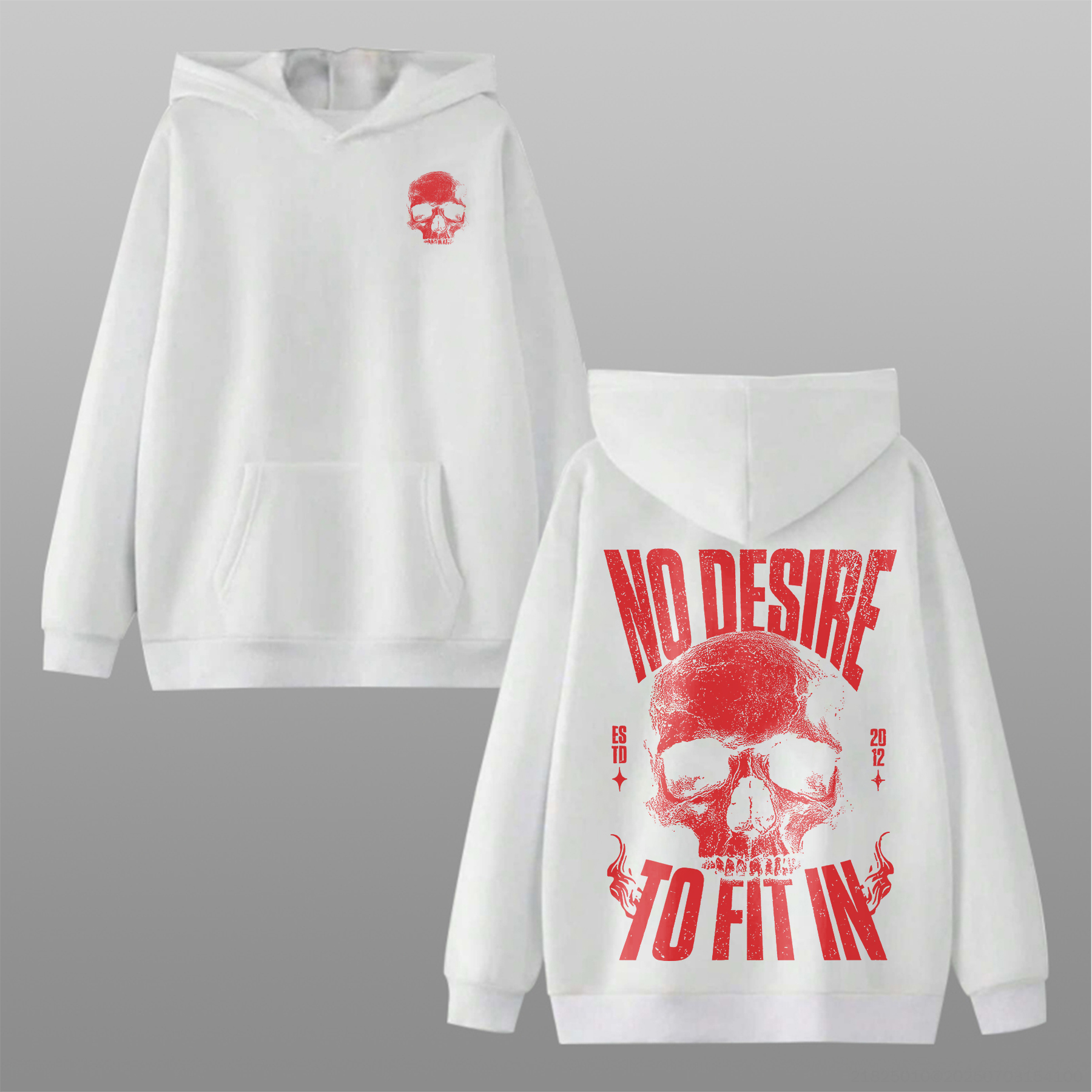 No Desire To Fit In Skull Printed Oversized Unisex Hoodie Image - 5