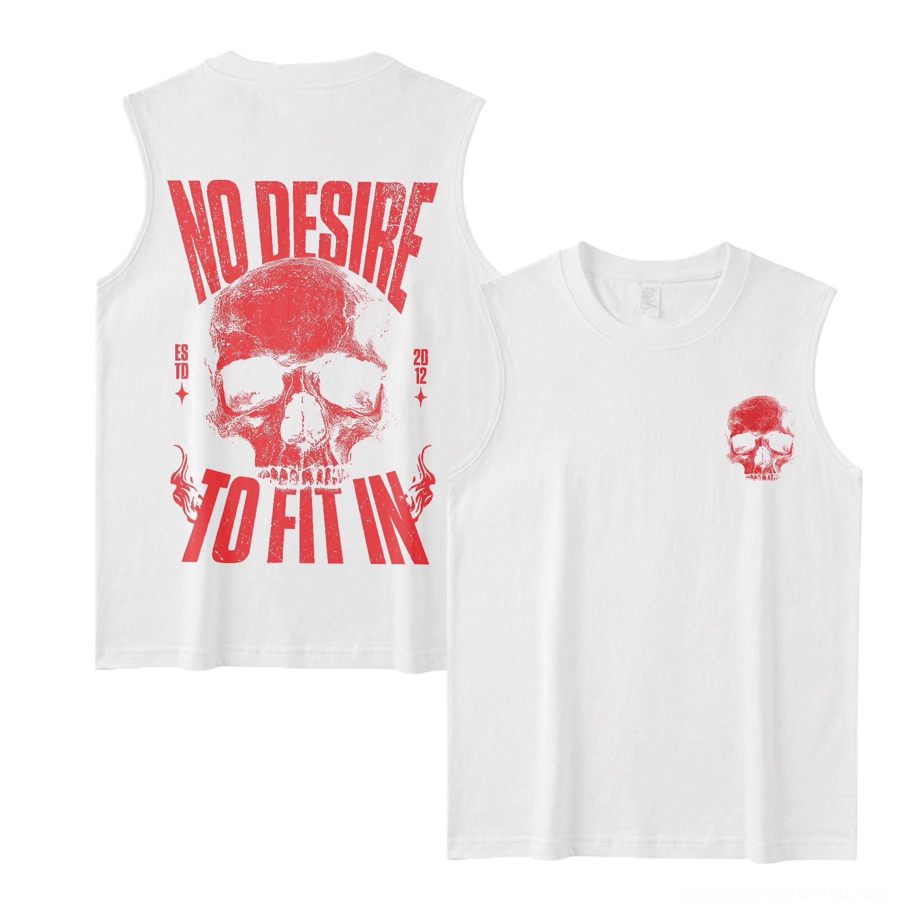 No Desire To Fit In Skull Print Men's Tank Image - 4